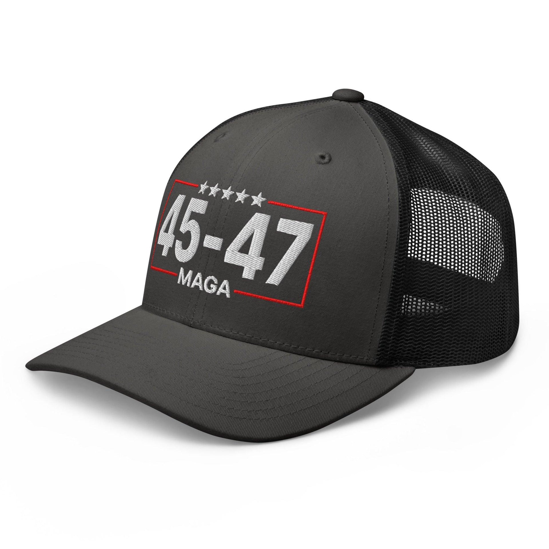 Trump 45-47 MAGA Embroidered Mesh Trucker Hat Capital Crowns Conservative LADs Trucker Hats