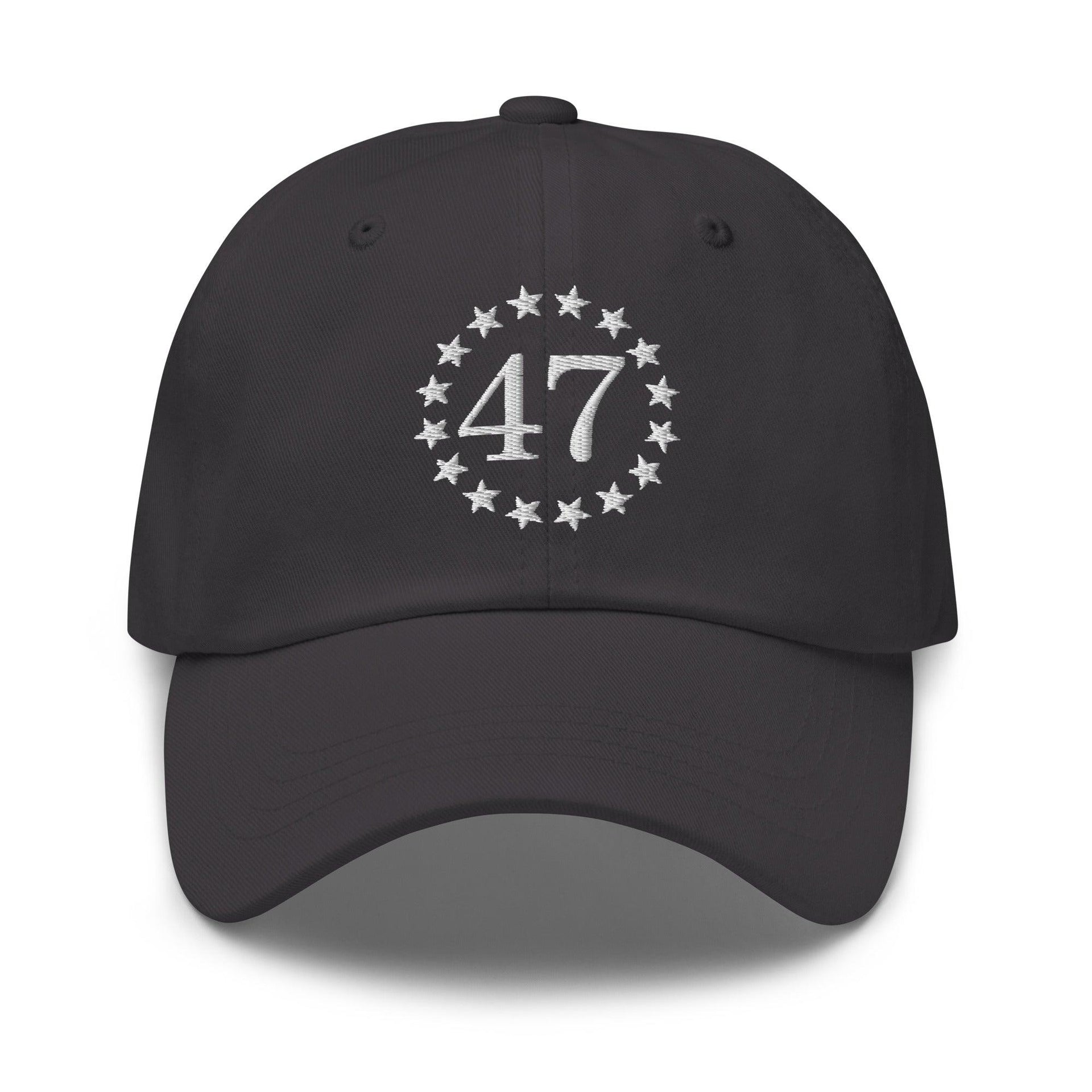 Trump 47 Embroidered Dad Hat Dark Grey Capital Crowns Conservative Dad Hats LADs Trump