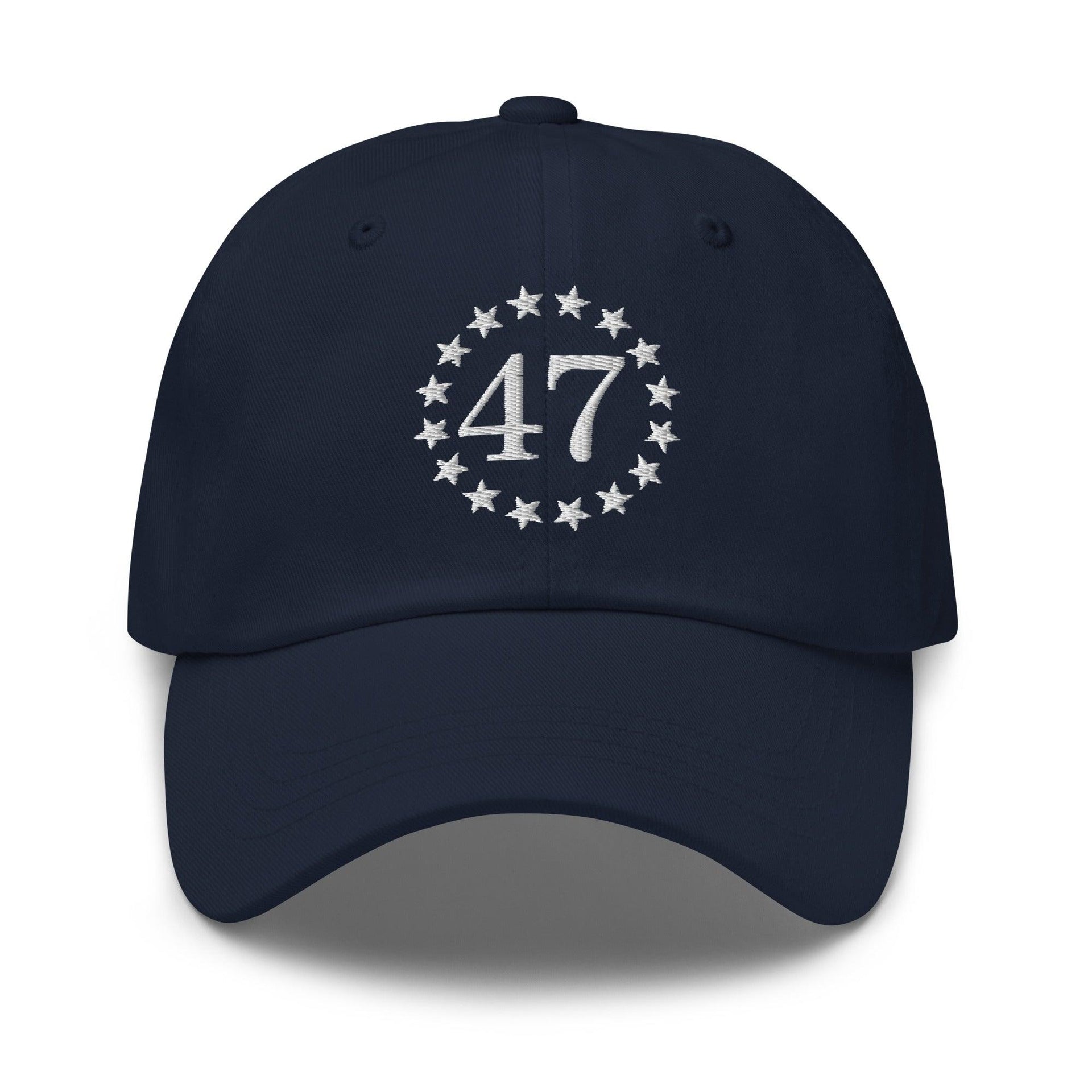 Trump 47 Embroidered Dad Hat Navy Capital Crowns Conservative Dad Hats LADs Trump