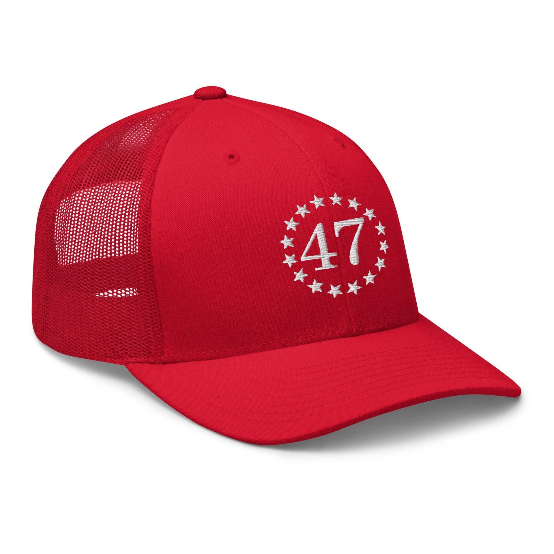 Trump 47 Embroidered Mesh Trucker Hat Capital Crowns Conservative LADs Trucker Hats Trump