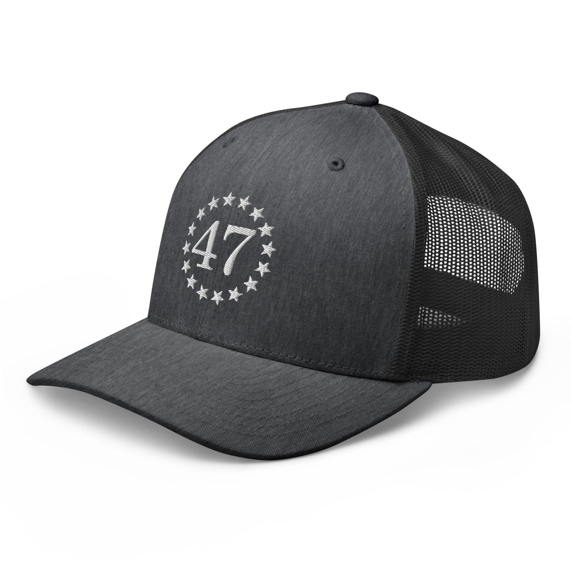 Trump 47 Embroidered Mesh Trucker Hat Capital Crowns Conservative LADs Trucker Hats Trump