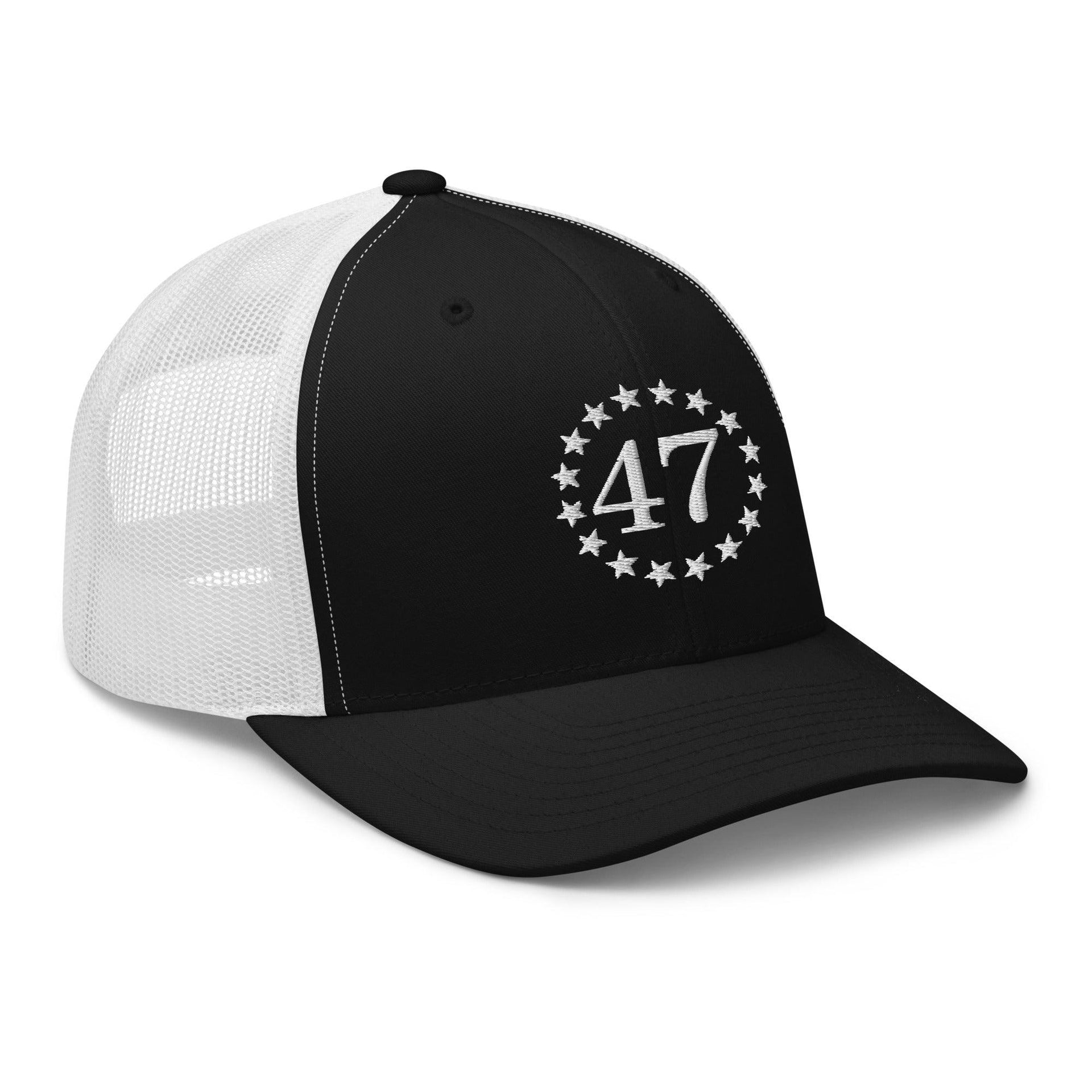 Trump 47 Embroidered Mesh Trucker Hat Capital Crowns Conservative LADs Trucker Hats Trump