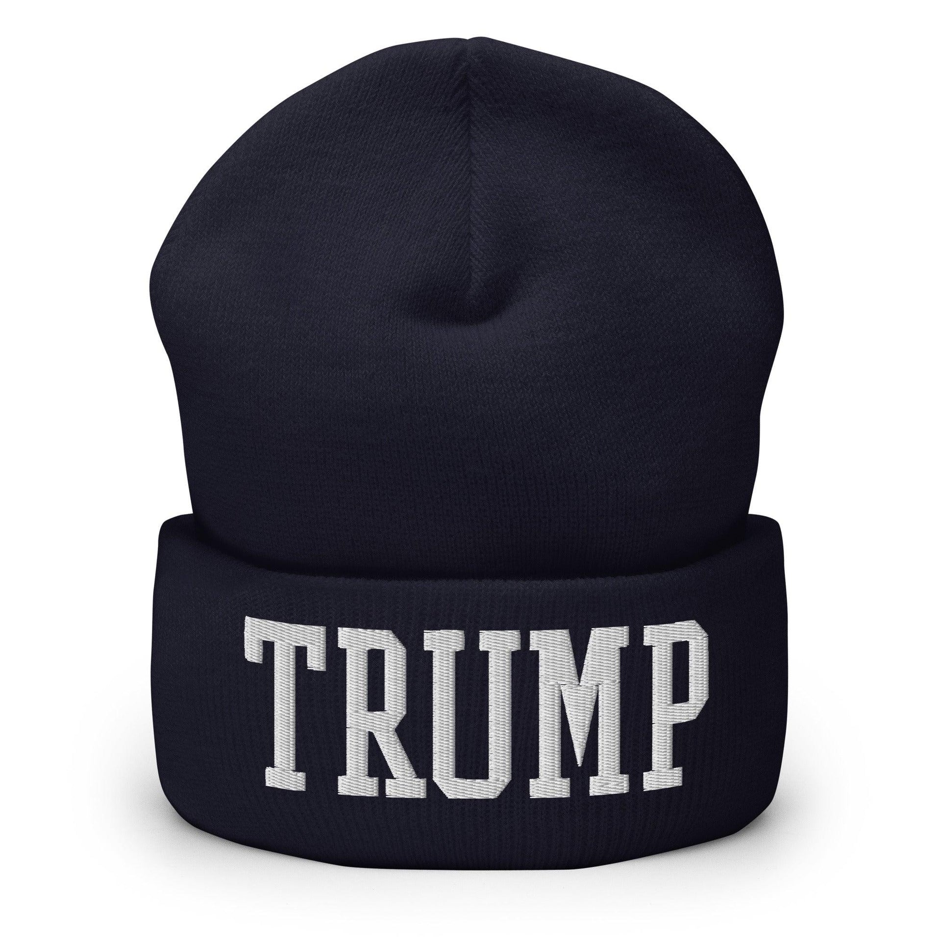 Trump Embroidered Knit Cuffed Beanie Navy Beanies Capital Crowns Conservative LADs