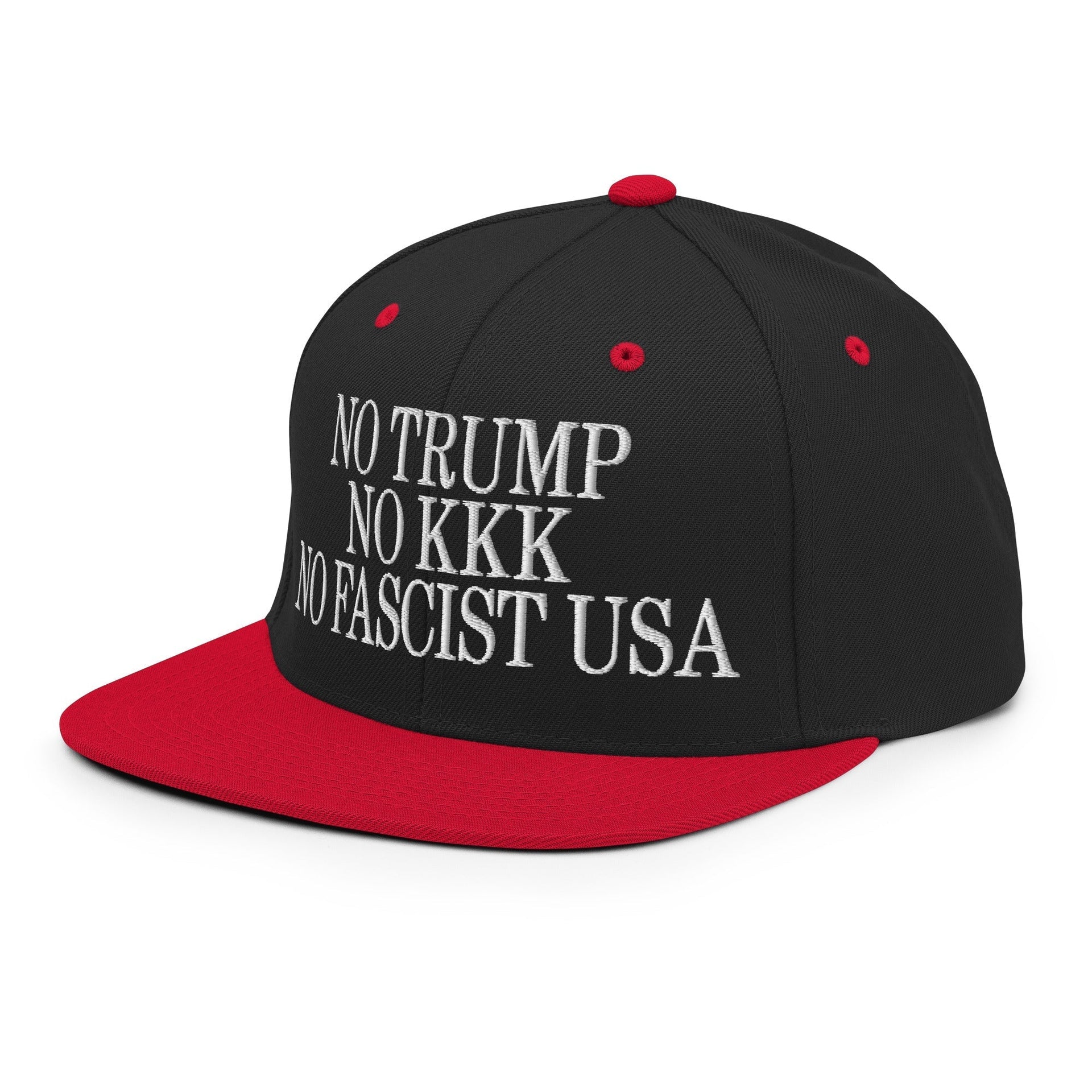 No Trump, No KKK, No Fascist USA Embroidered Flat Brim Bill Snapback Hat Capital Crowns LADs Liberal Snapback Hats