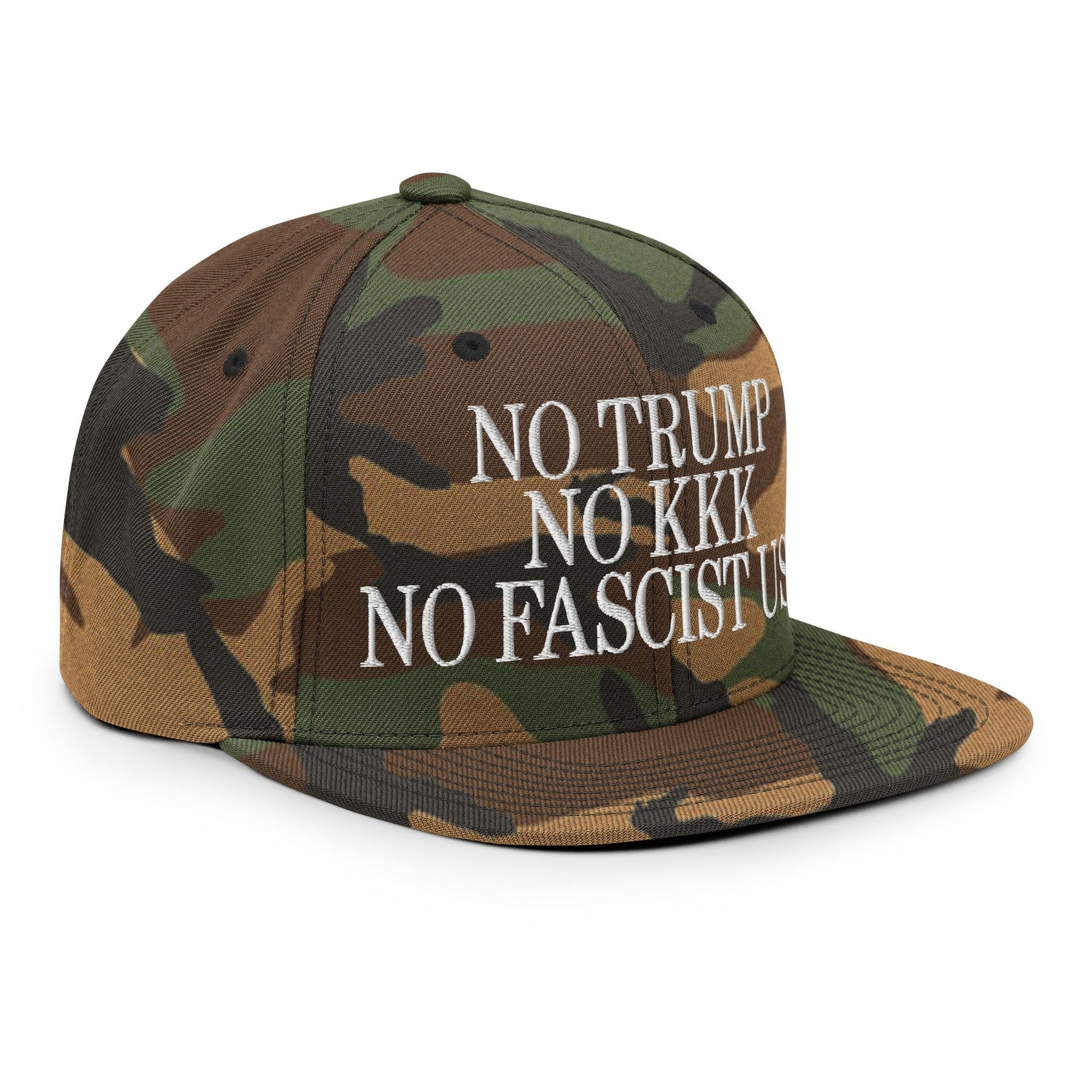 No Trump, No KKK, No Fascist USA Embroidered Flat Brim Bill Snapback Hat Capital Crowns LADs Liberal Snapback Hats