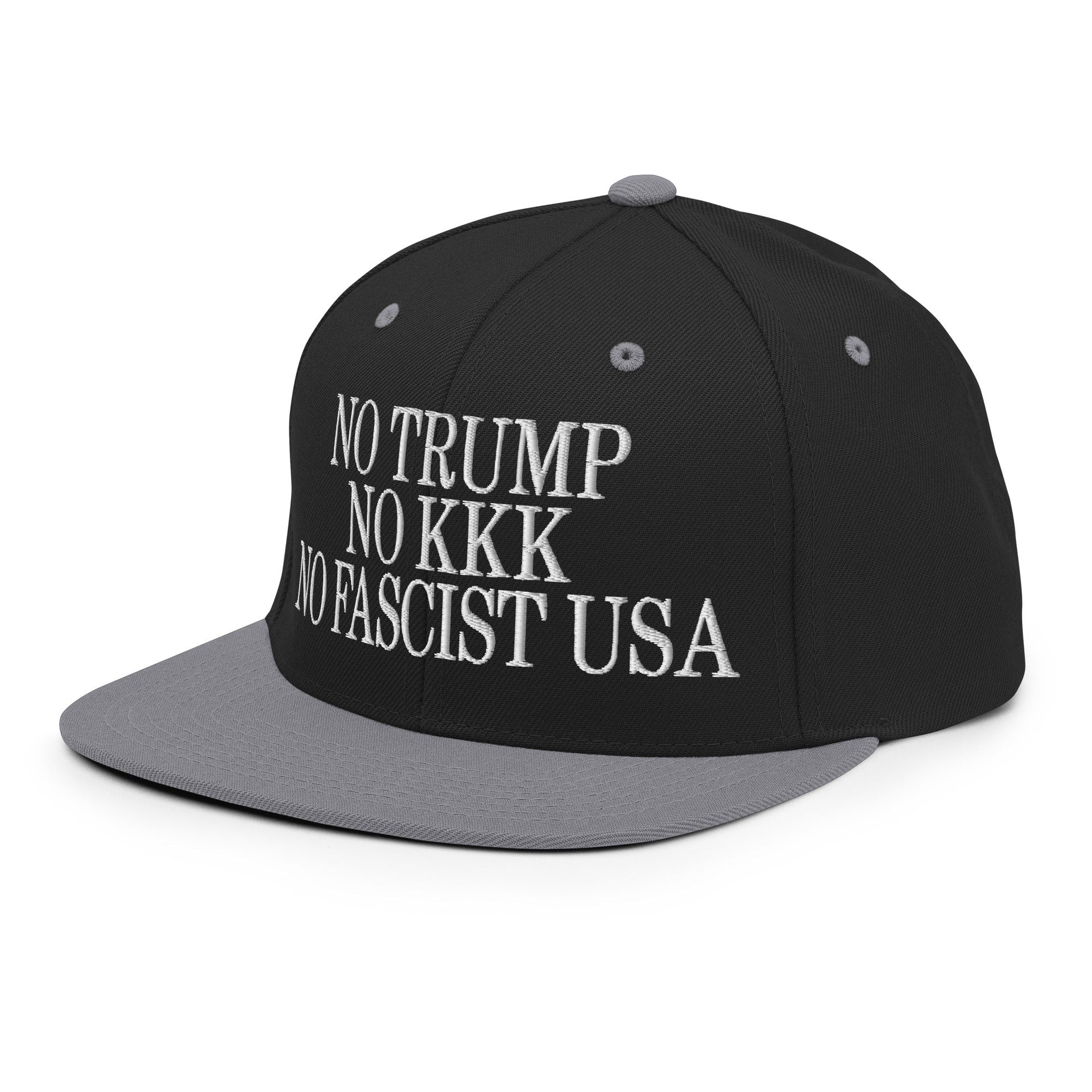 No Trump, No KKK, No Fascist USA Embroidered Flat Brim Bill Snapback Hat Capital Crowns LADs Liberal Snapback Hats