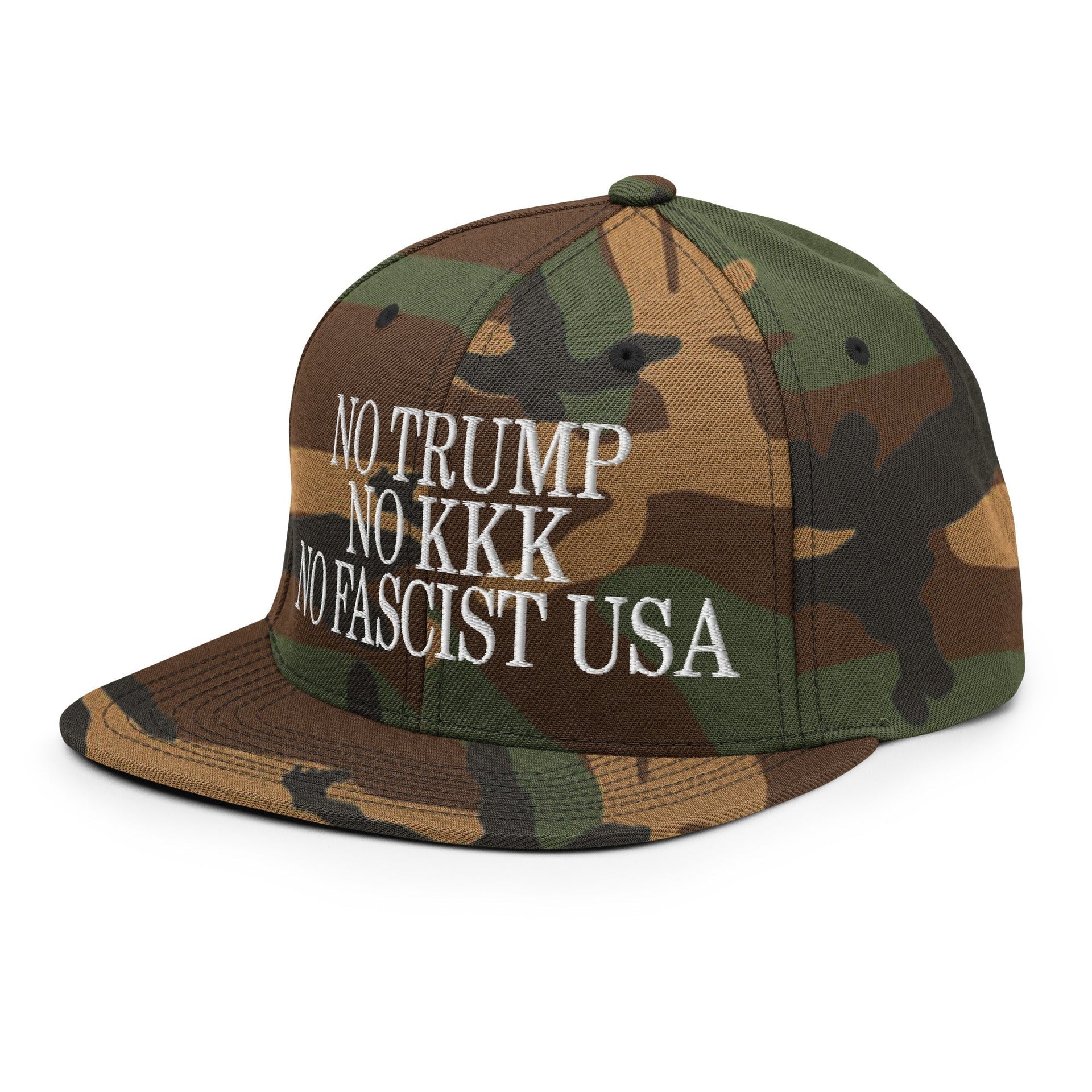 No Trump, No KKK, No Fascist USA Embroidered Flat Brim Bill Snapback Hat Capital Crowns LADs Liberal Snapback Hats