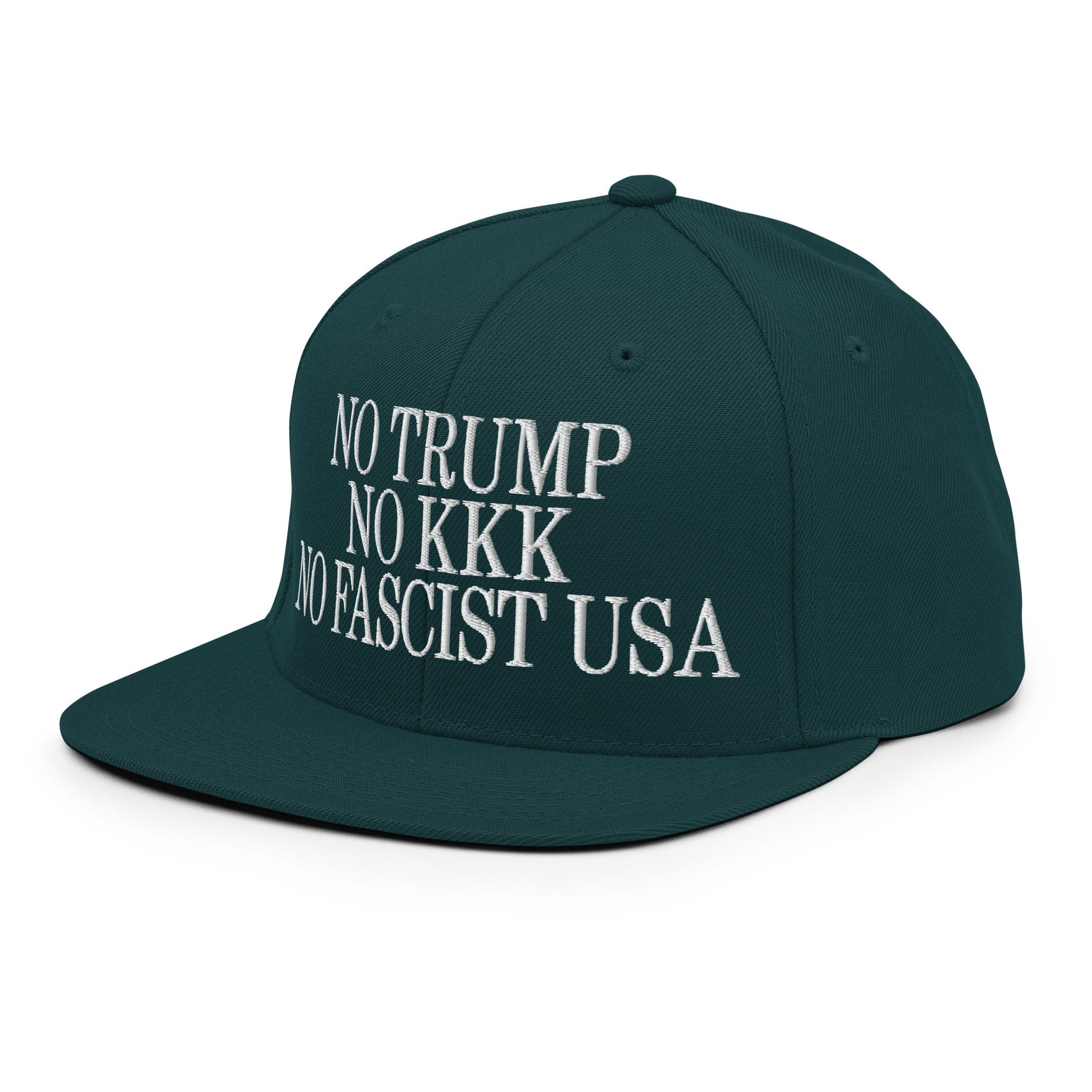 No Trump, No KKK, No Fascist USA Embroidered Flat Brim Bill Snapback Hat Capital Crowns LADs Liberal Snapback Hats