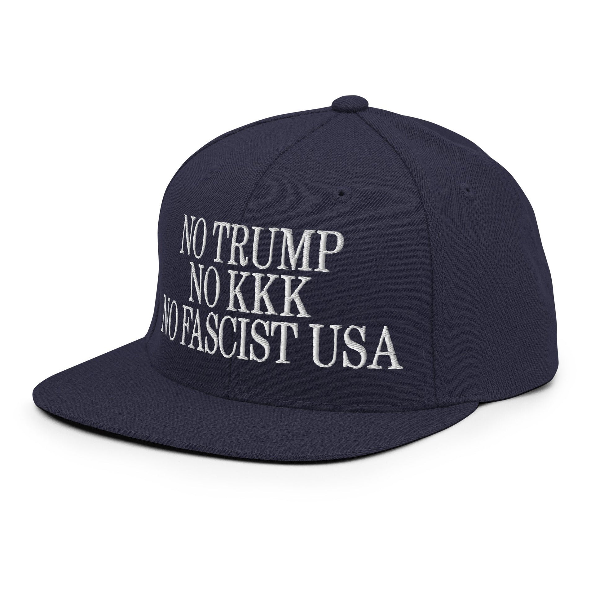 No Trump, No KKK, No Fascist USA Embroidered Flat Brim Bill Snapback Hat Capital Crowns LADs Liberal Snapback Hats