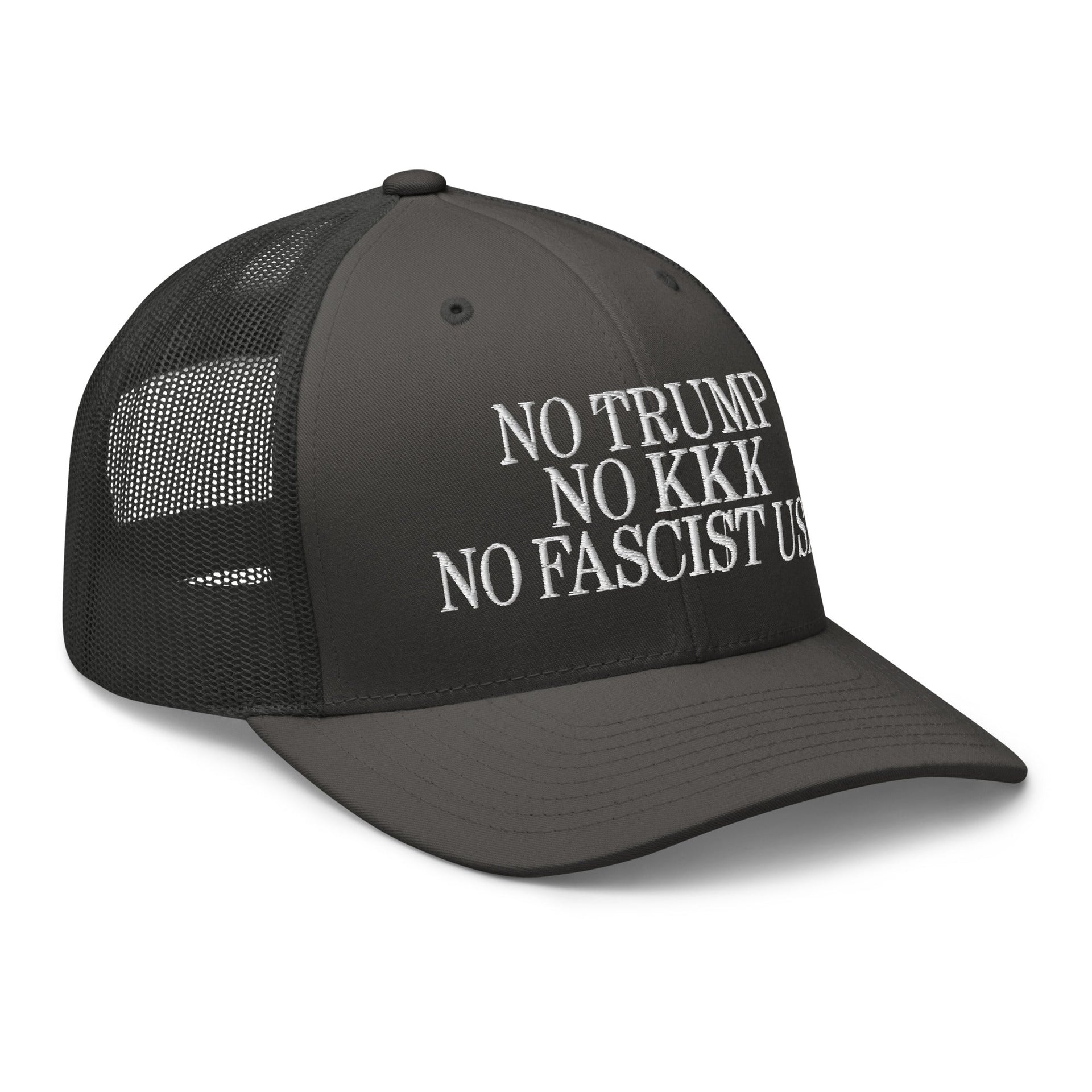 No Trump, No KKK, No Fascist USA Embroidered Retro Mesh Trucker Hat Capital Crowns LADs Liberal Trucker Hats
