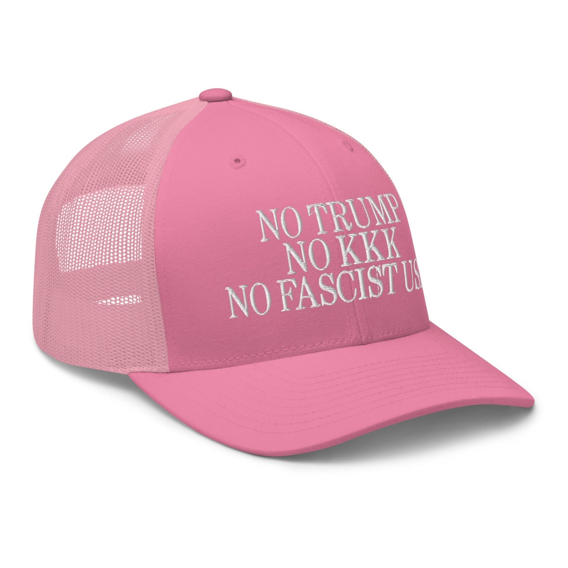 No Trump, No KKK, No Fascist USA Embroidered Retro Mesh Trucker Hat Capital Crowns LADs Liberal Trucker Hats