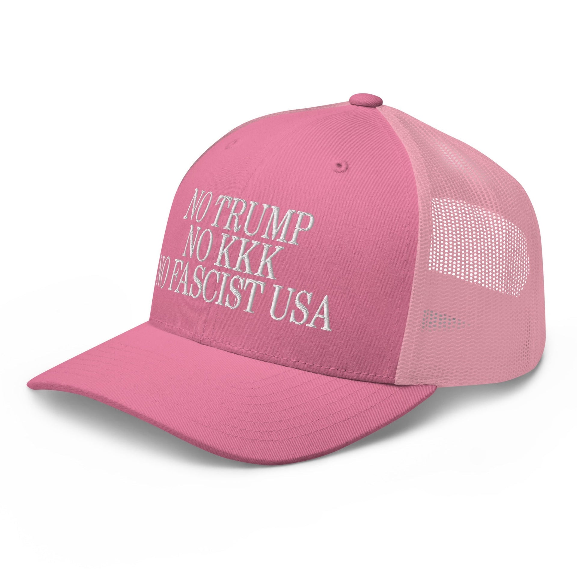 No Trump, No KKK, No Fascist USA Embroidered Retro Mesh Trucker Hat Capital Crowns LADs Liberal Trucker Hats
