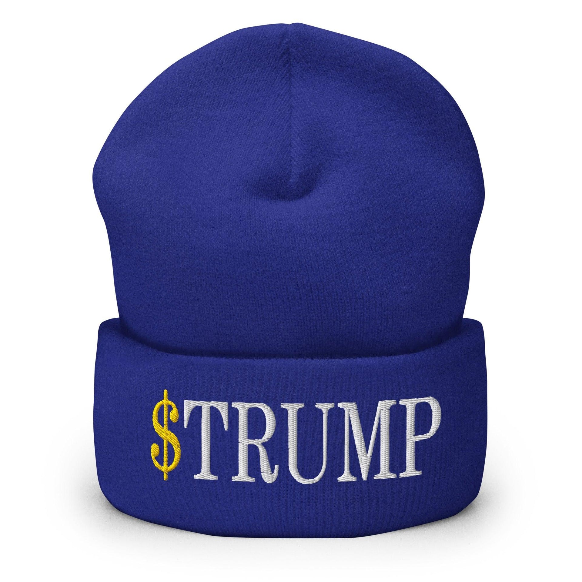 Premium $Trump Official Trump Meme Coin Embroidered Cuffed Knit Beanie | Custom Embroidery Available - Fast Turnaround Royal Beanies Capital Crowns Crypto LADs