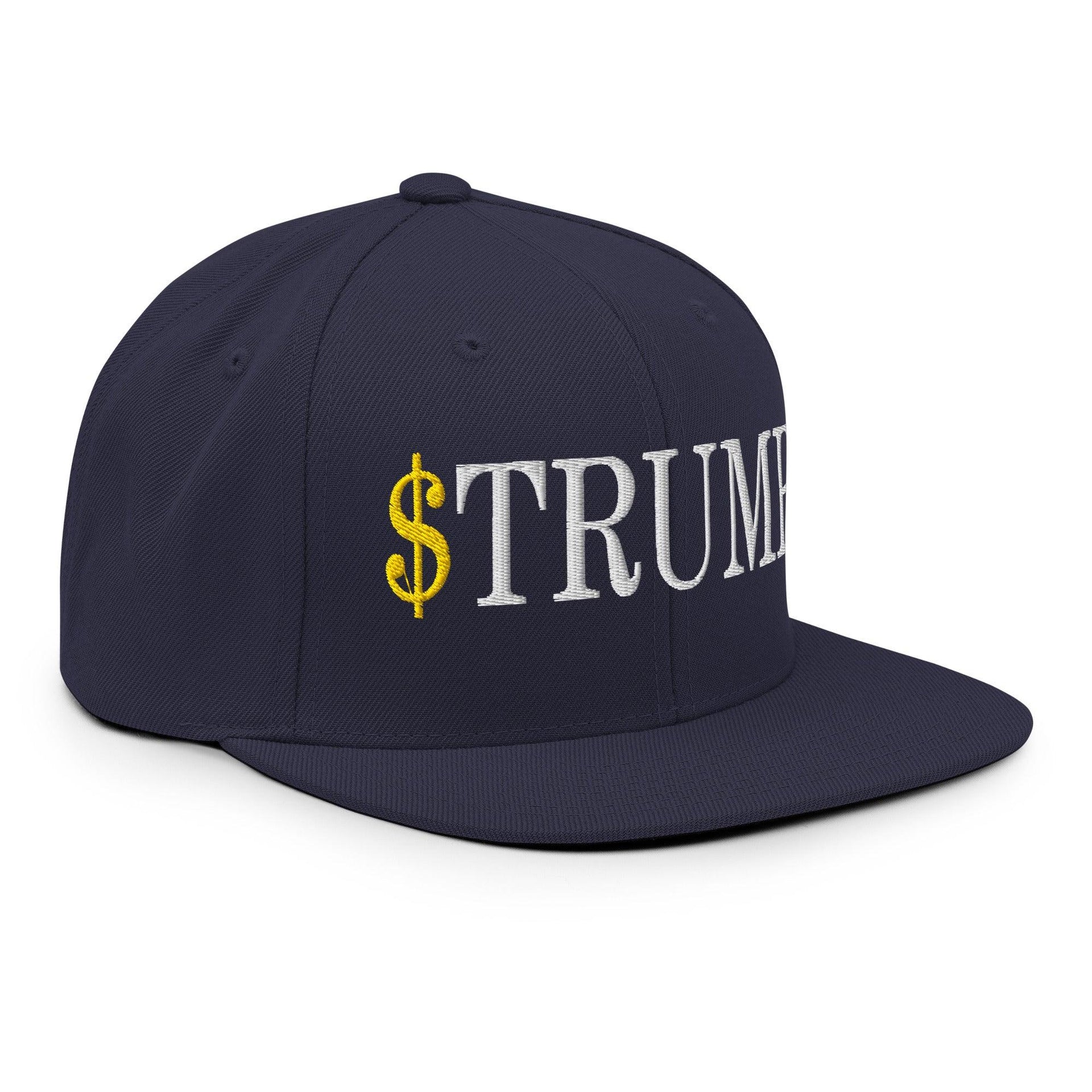 Premium $Trump Official Trump Meme Coin Embroidered Flat Brim Bill Snapback Hat | Custom Embroidery Available - Fast Turnaround Capital Crowns Crypto LADs Snapback Hats