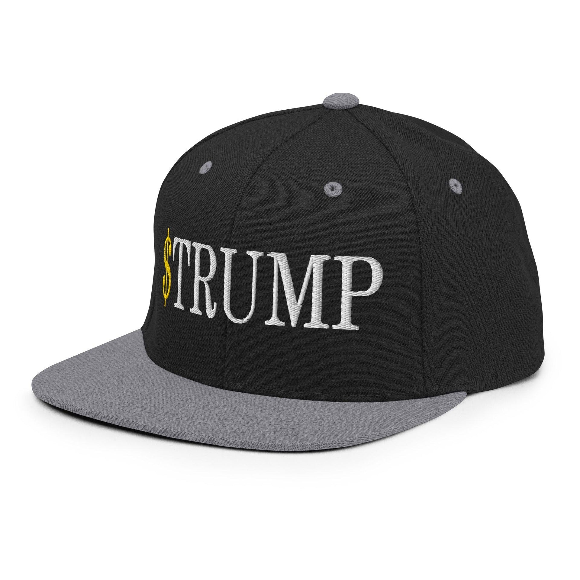 Premium $Trump Official Trump Meme Coin Embroidered Flat Brim Bill Snapback Hat | Custom Embroidery Available - Fast Turnaround Capital Crowns Crypto LADs Snapback Hats