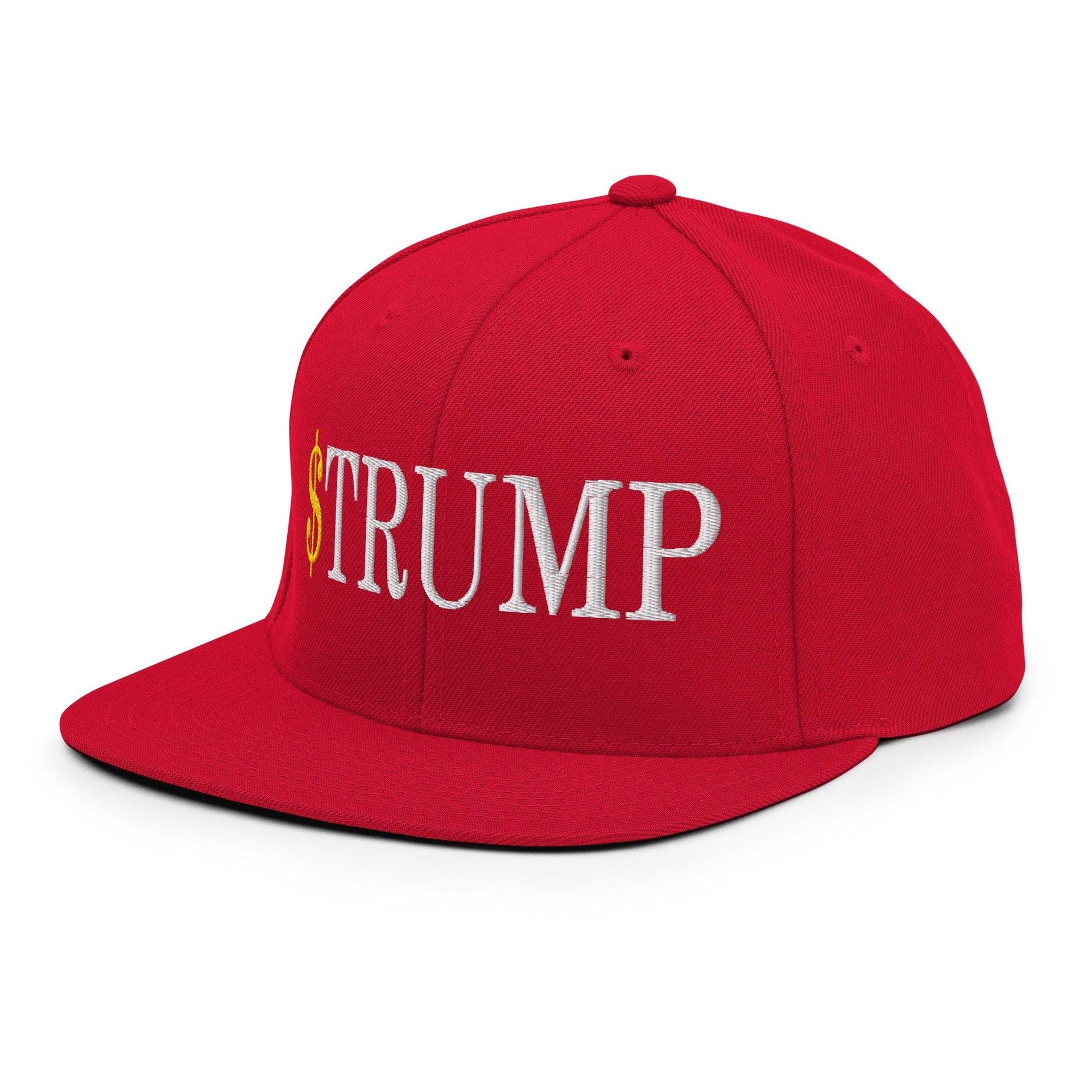 Premium $Trump Official Trump Meme Coin Embroidered Flat Brim Bill Snapback Hat | Custom Embroidery Available - Fast Turnaround Capital Crowns Crypto LADs Snapback Hats