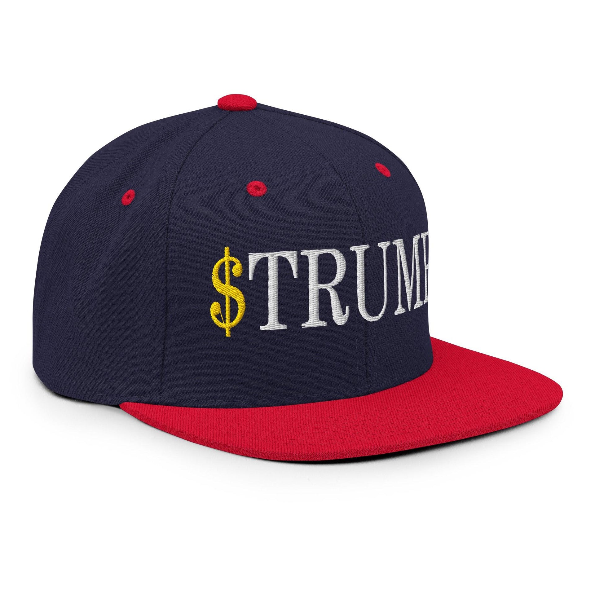 Premium $Trump Official Trump Meme Coin Embroidered Flat Brim Bill Snapback Hat | Custom Embroidery Available - Fast Turnaround Capital Crowns Crypto LADs Snapback Hats