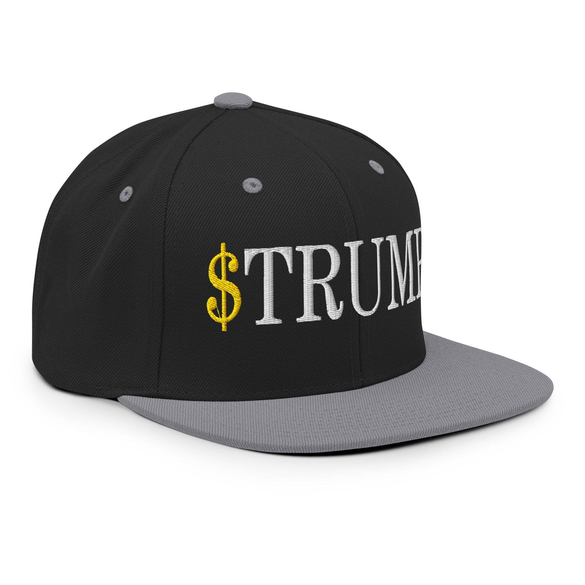 Premium $Trump Official Trump Meme Coin Embroidered Flat Brim Bill Snapback Hat | Custom Embroidery Available - Fast Turnaround Capital Crowns Crypto LADs Snapback Hats
