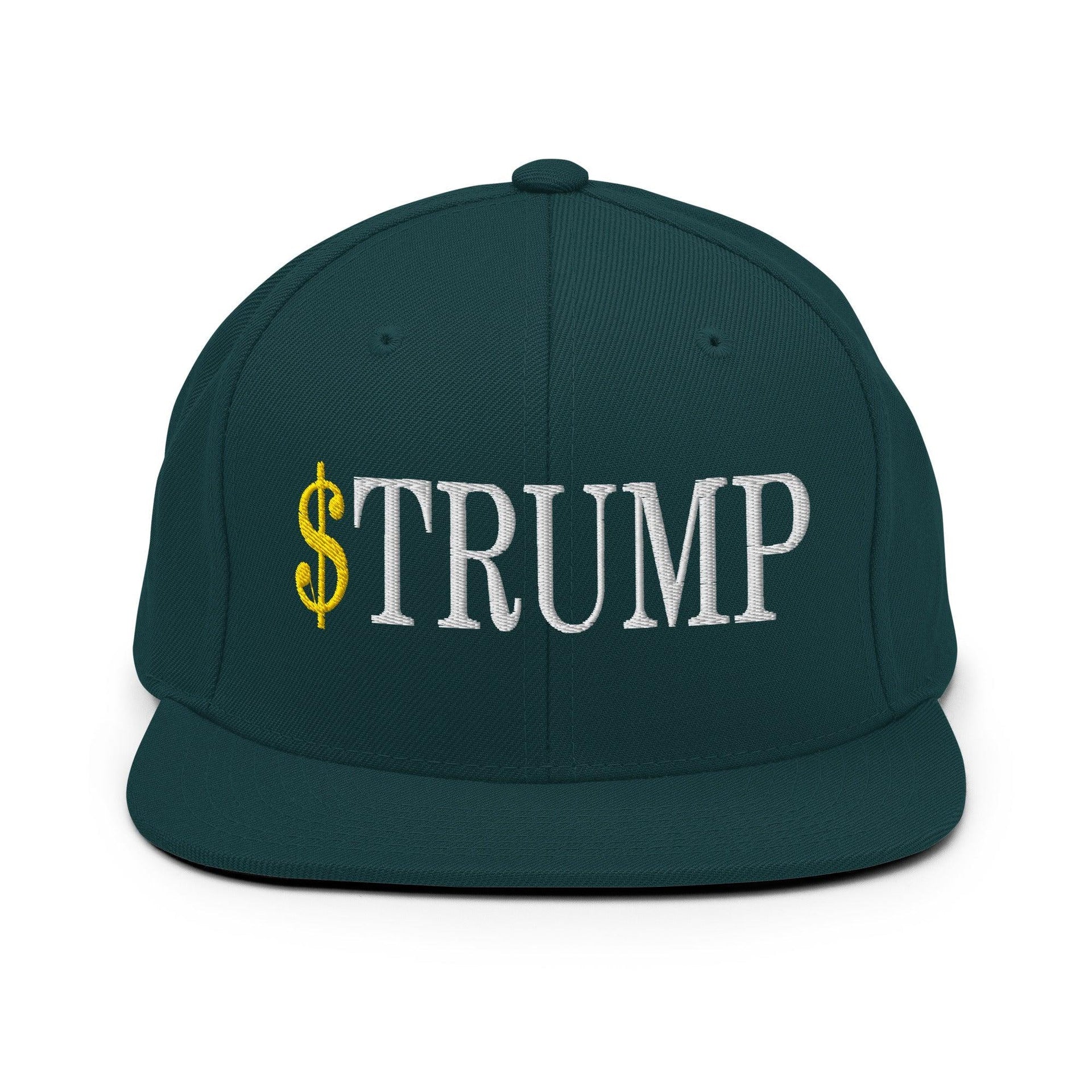 Premium $Trump Official Trump Meme Coin Embroidered Flat Brim Bill Snapback Hat | Custom Embroidery Available - Fast Turnaround Spruce Capital Crowns Crypto LADs Snapback Hats