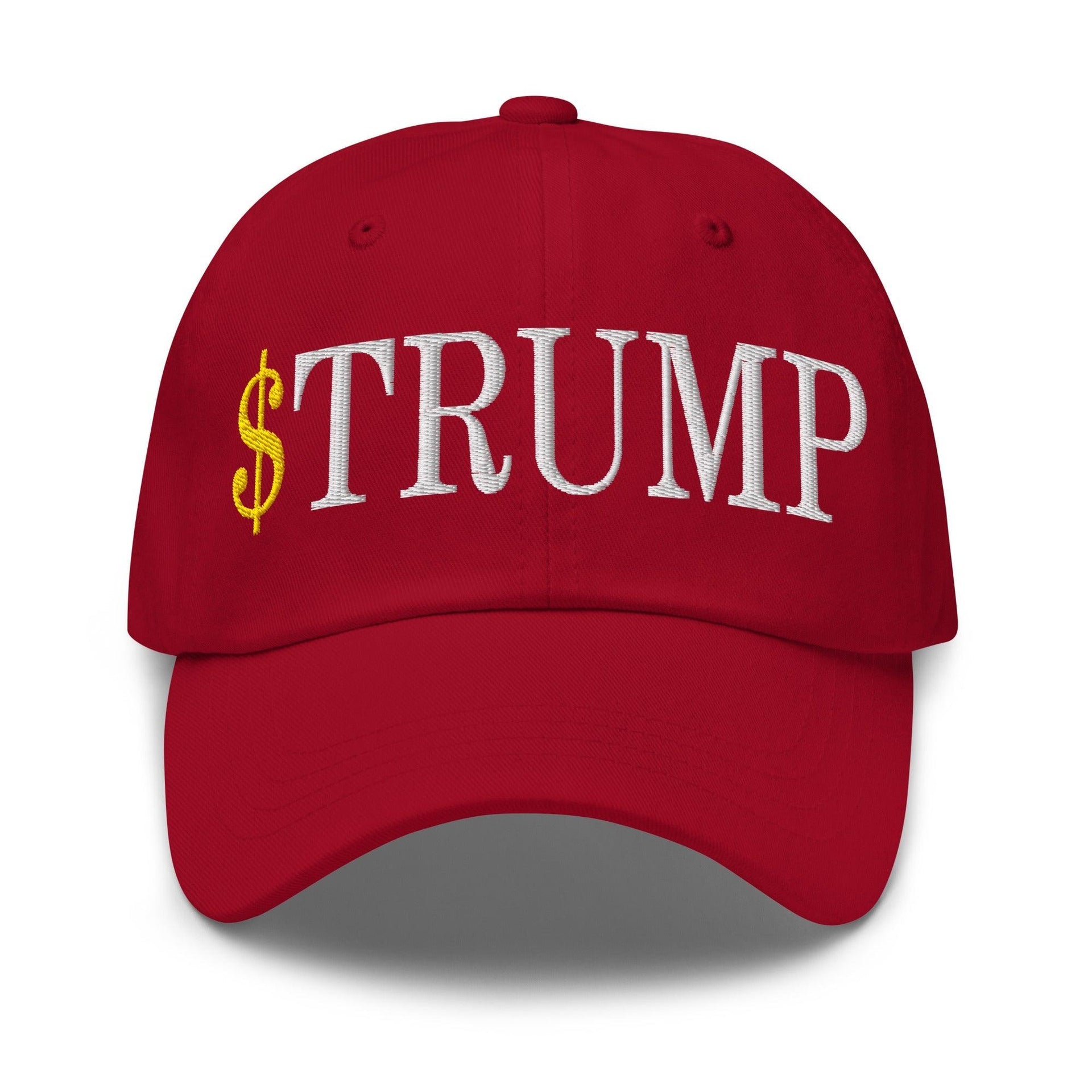 $Trump Official Trump Meme Coin Embroidered Unstructured Dad Hat Cranberry Capital Crowns Crypto Dad Hats LADs