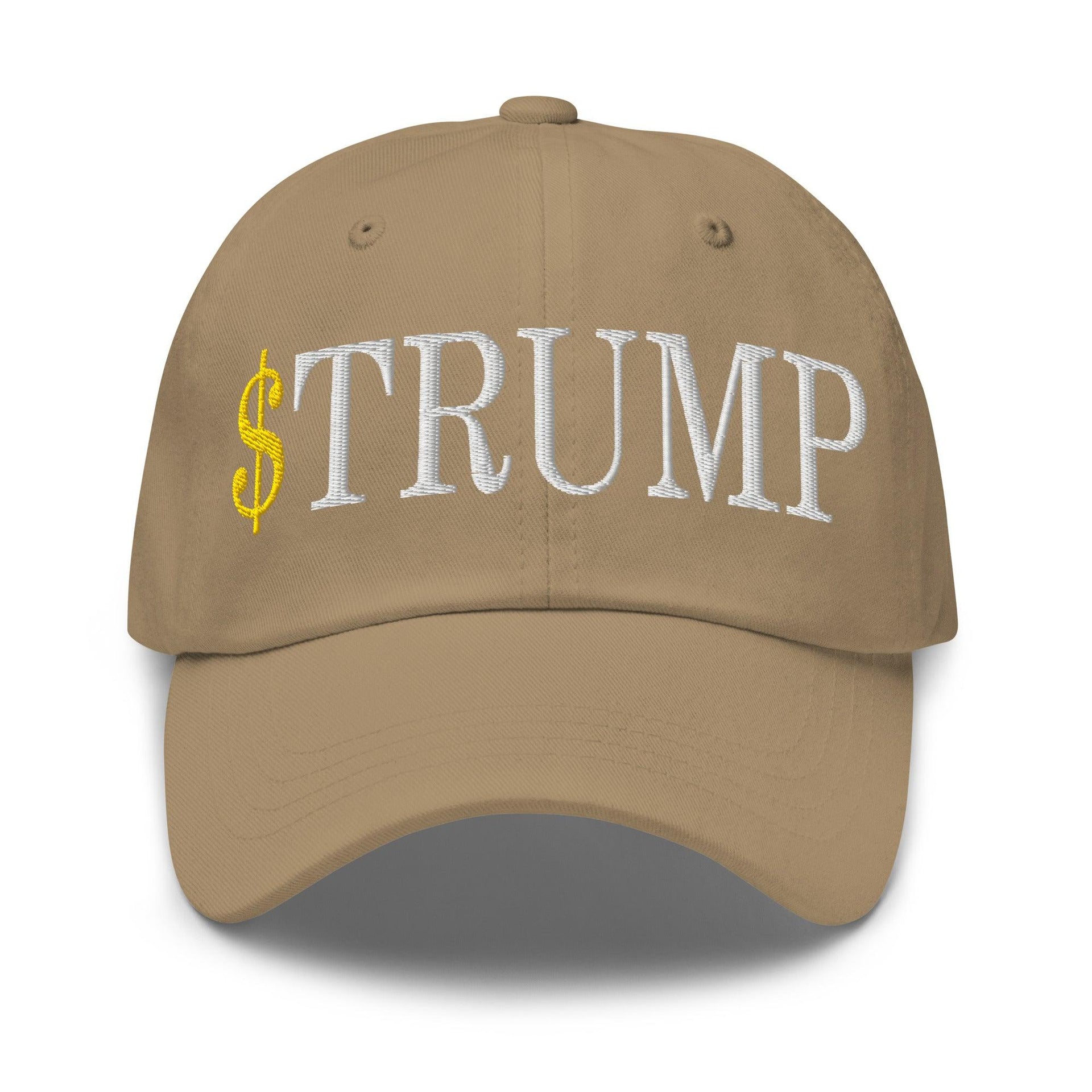 $Trump Official Trump Meme Coin Embroidered Unstructured Dad Hat Khaki Capital Crowns Crypto Dad Hats LADs
