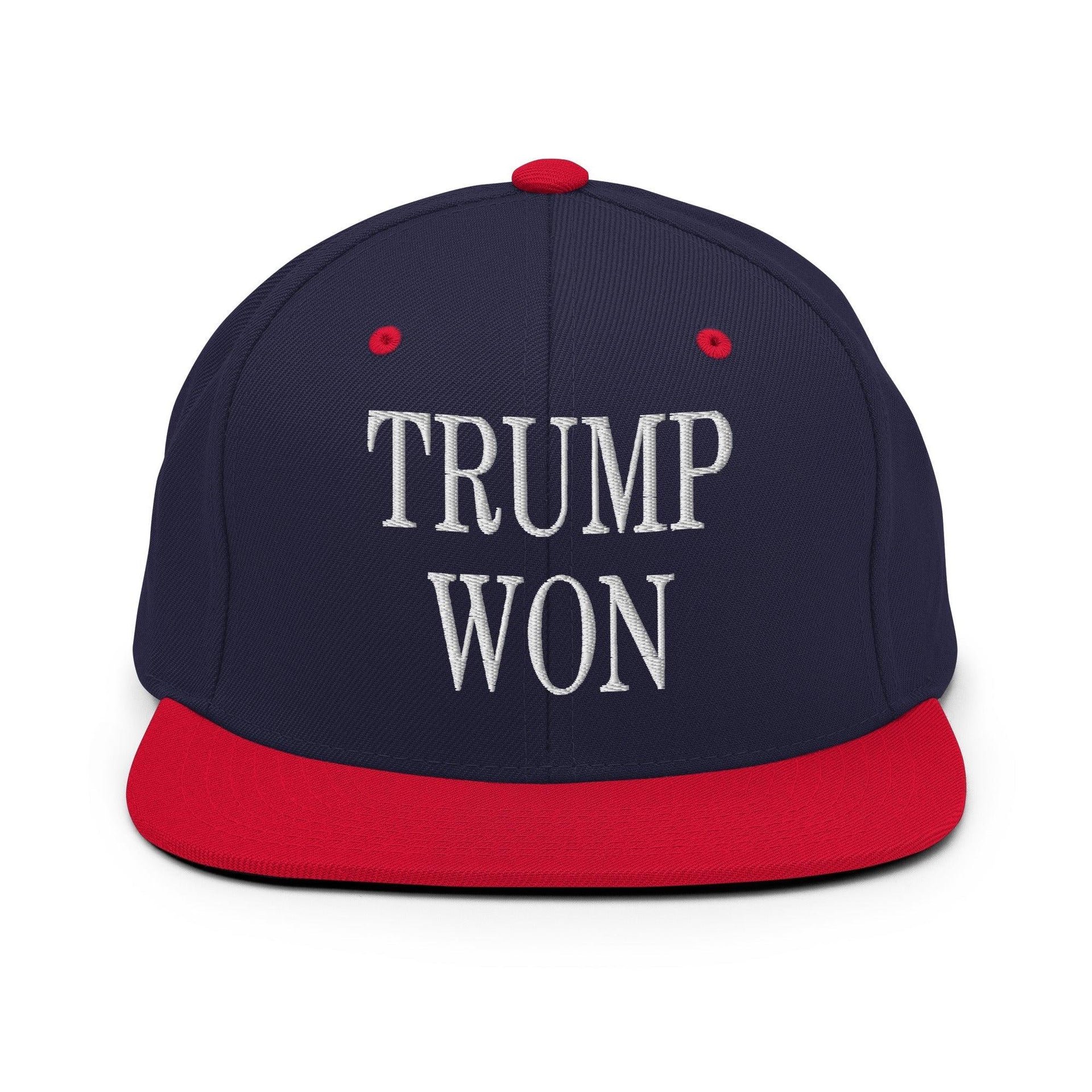 Trump Won 2020 2024 Flat Bill Brim Snapback Hat Navy Red Capital Crowns Conservative LADs Snapback Hats