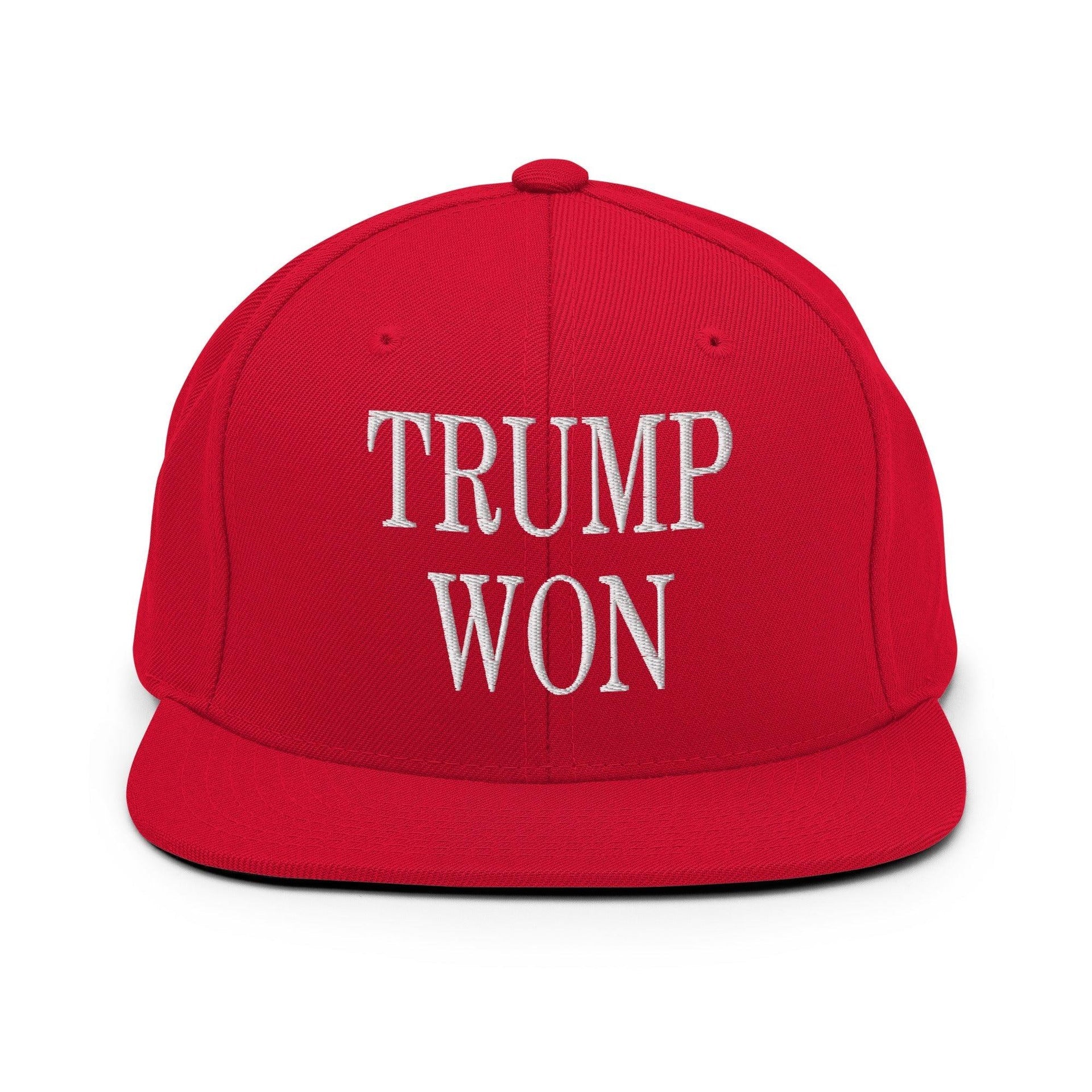 Trump Won 2020 2024 Flat Bill Brim Snapback Hat Red Capital Crowns Conservative LADs Snapback Hats