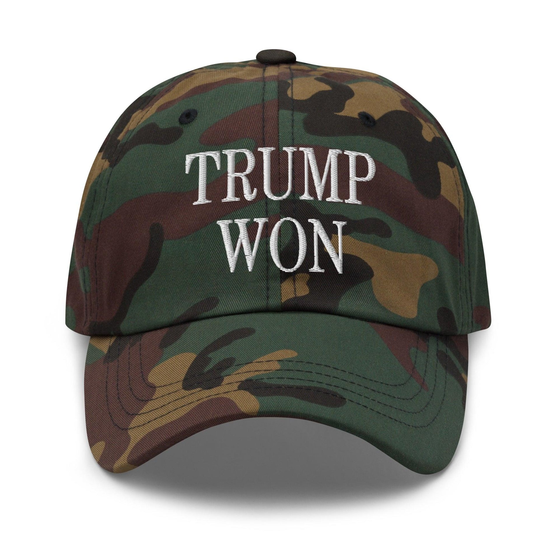 Trump Won 2020 2024 Golf Dad Hat Green Camo Capital Crowns Conservative Dad Hats LADs