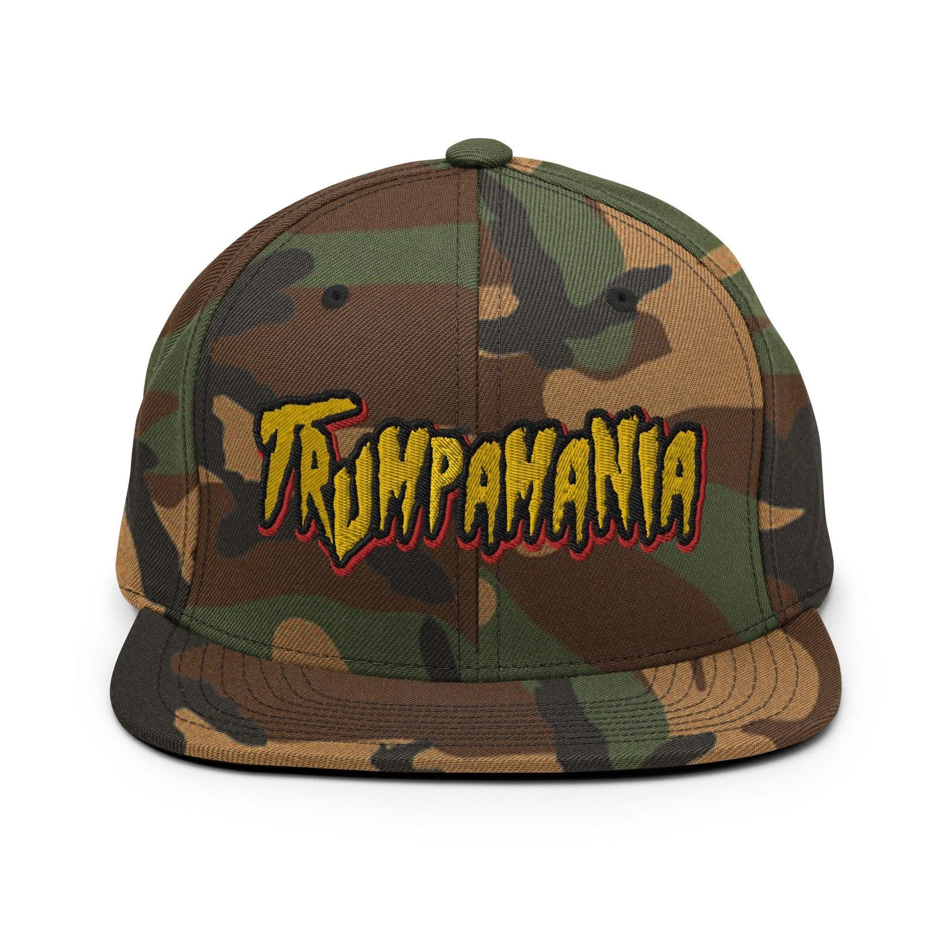 Trumpamania Donald Trump Flat Bill Brim Snapback Hat Green Camo Capital Crowns Conservative LADs Snapback Hats