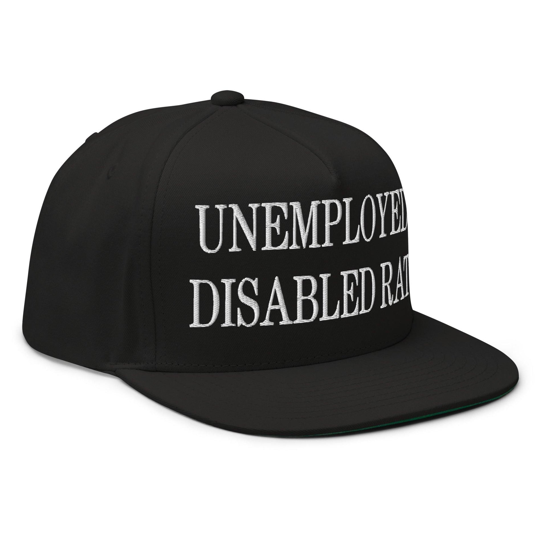 Unemployed Disabled Rat Embroidered 5 Panel Flat Bill Brim Snapback Hat Capital Crowns Funny Snapback Hats
