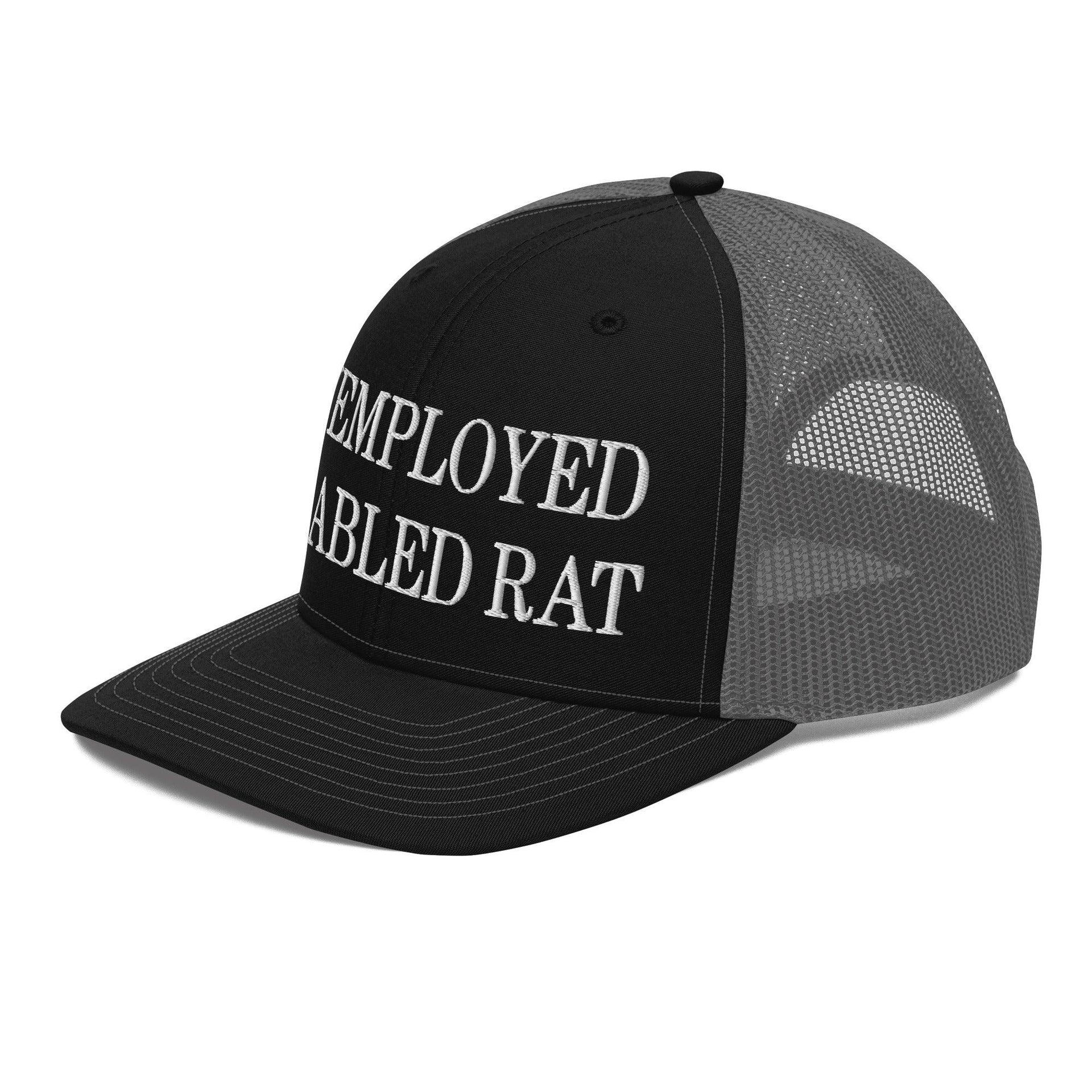 Unemployed Disabled Rat Embroidered Classic Mesh Trucker Hat Capital Crowns Funny Trucker Hats
