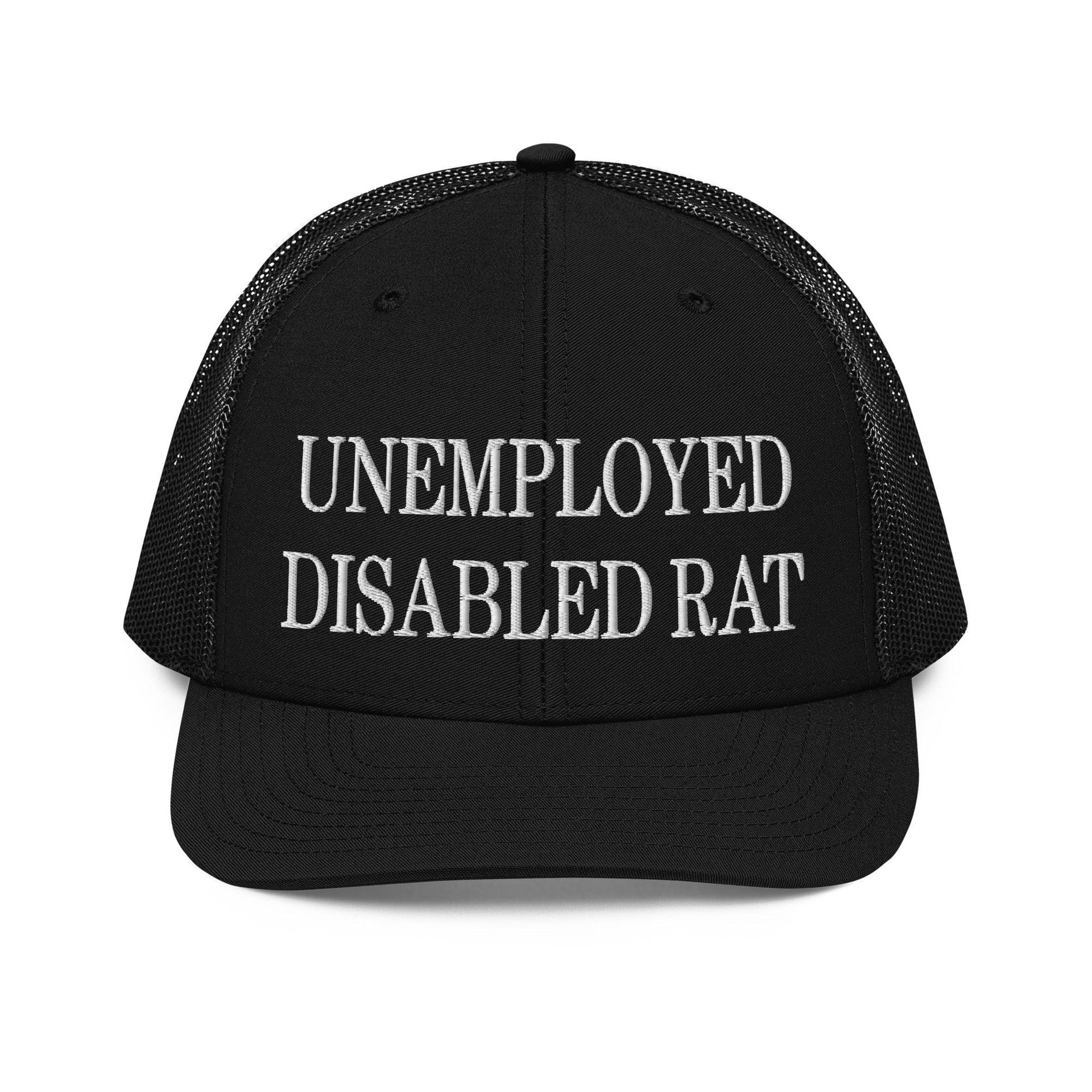 Unemployed Disabled Rat Embroidered Classic Mesh Trucker Hat Black Capital Crowns Funny Trucker Hats
