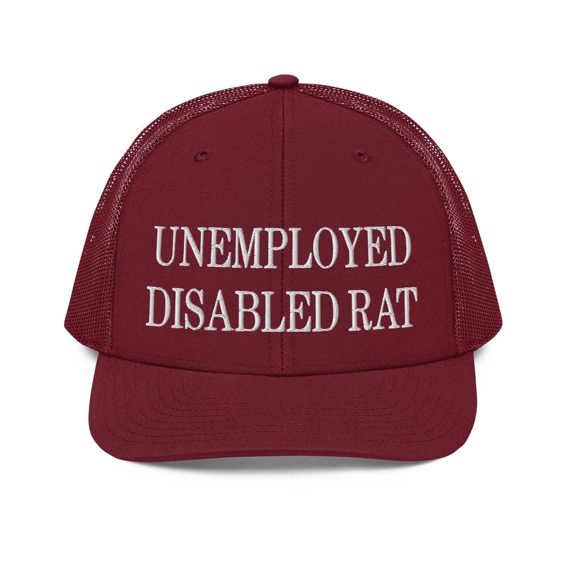 Unemployed Disabled Rat Embroidered Classic Mesh Trucker Hat Cardinal Capital Crowns Funny Trucker Hats
