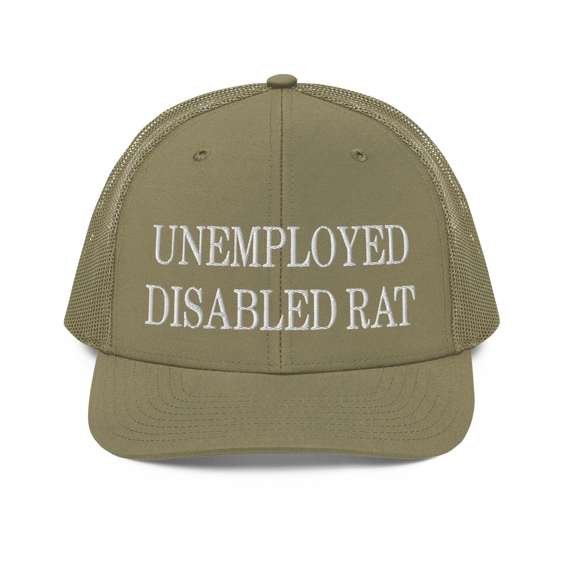 Unemployed Disabled Rat Embroidered Classic Mesh Trucker Hat Loden Capital Crowns Funny Trucker Hats