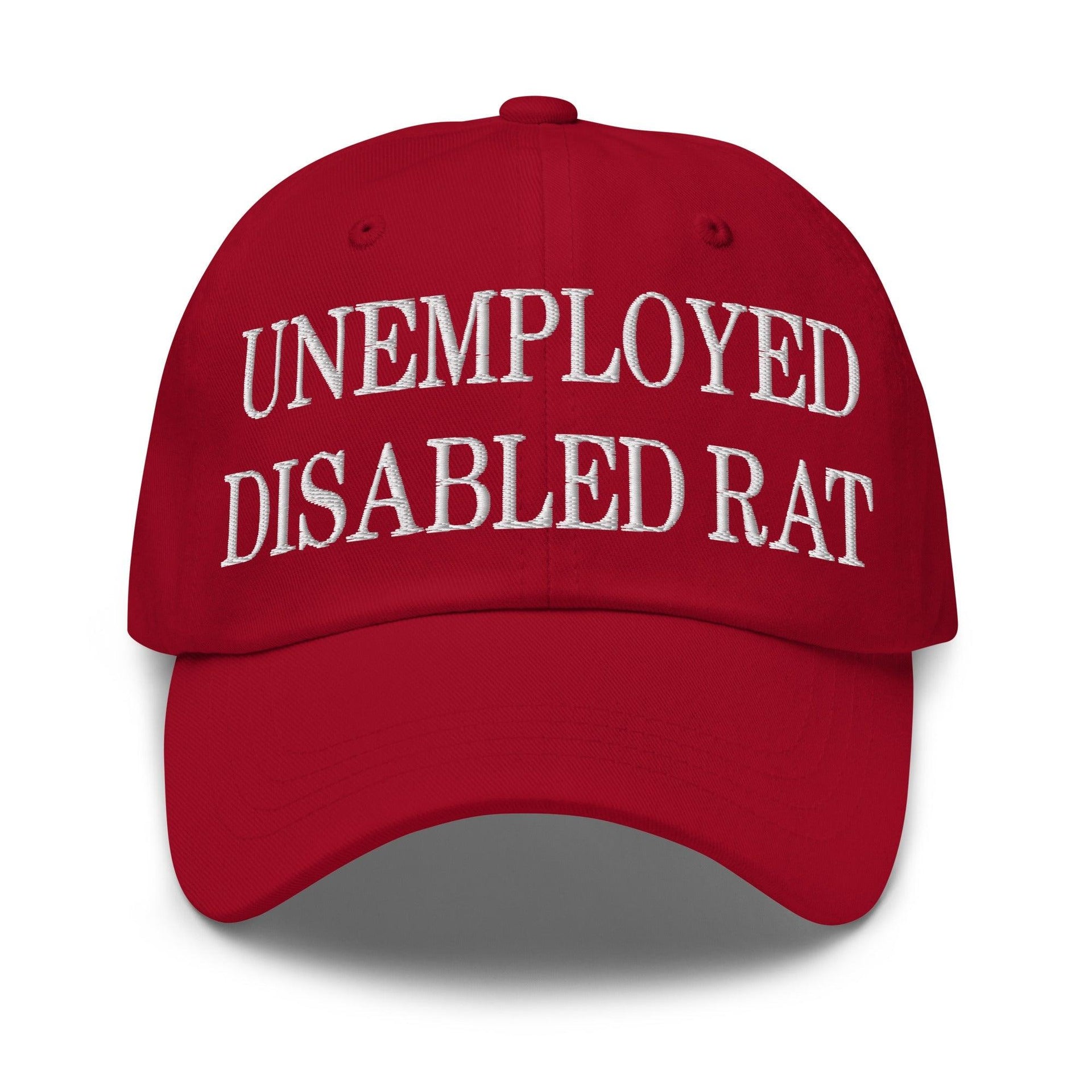 Unemployed Disabled Rat Embroidered Dad Hat Cranberry Capital Crowns Dad Hats Funny