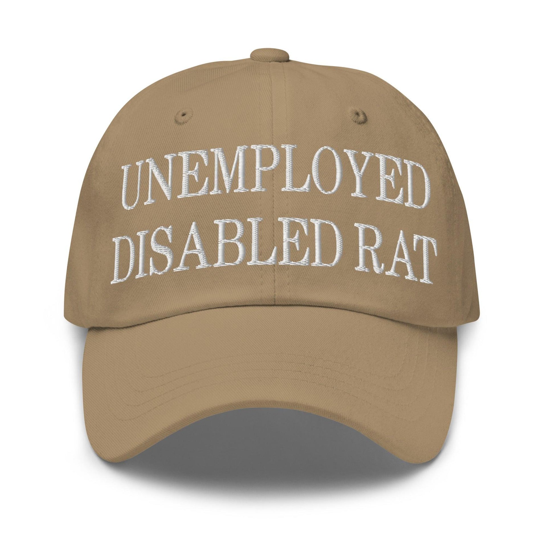 Unemployed Disabled Rat Embroidered Dad Hat Khaki Capital Crowns Dad Hats Funny