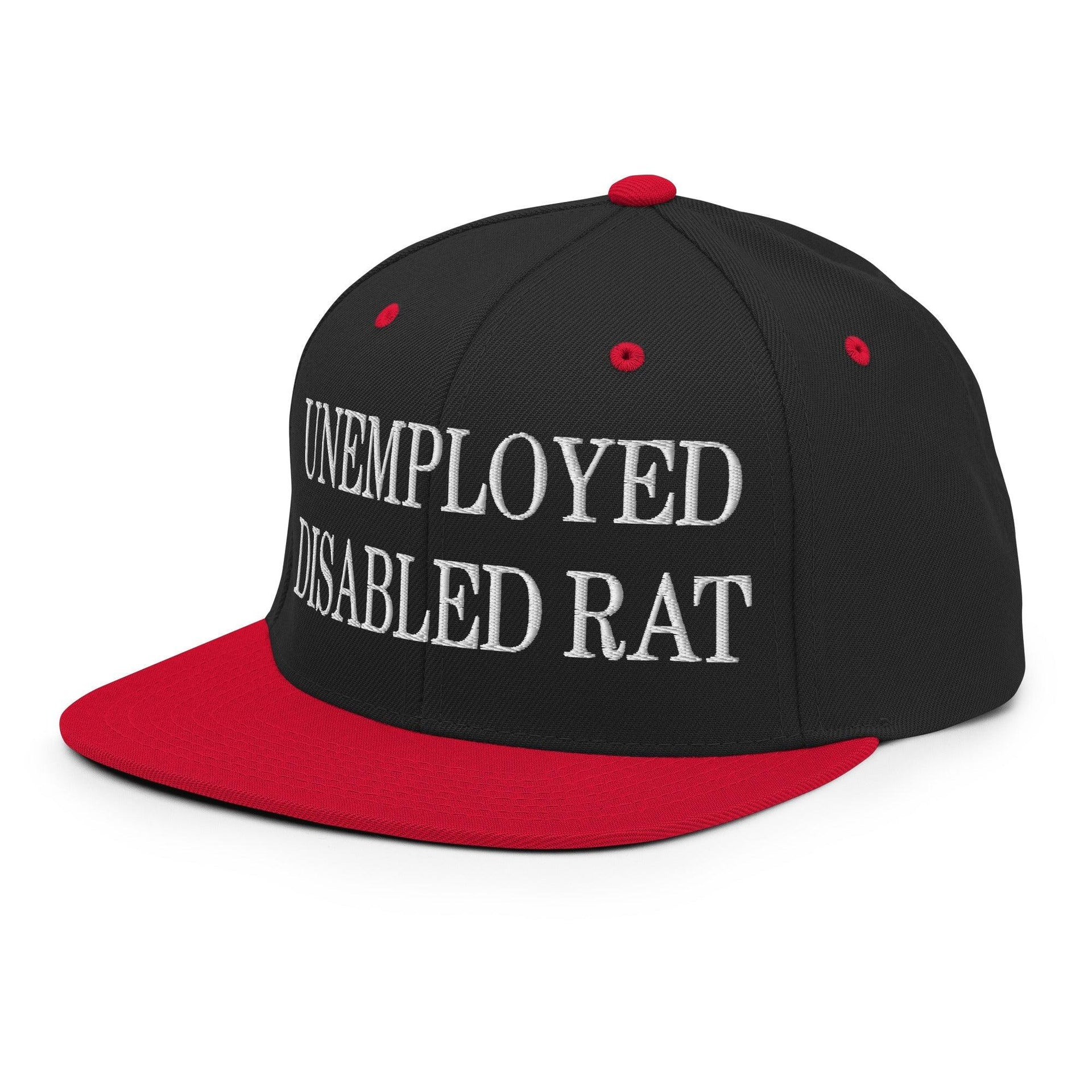 Unemployed Disabled Rat Embroidered Flat Bill Brim Snapback Hat Capital Crowns Funny Snapback Hats