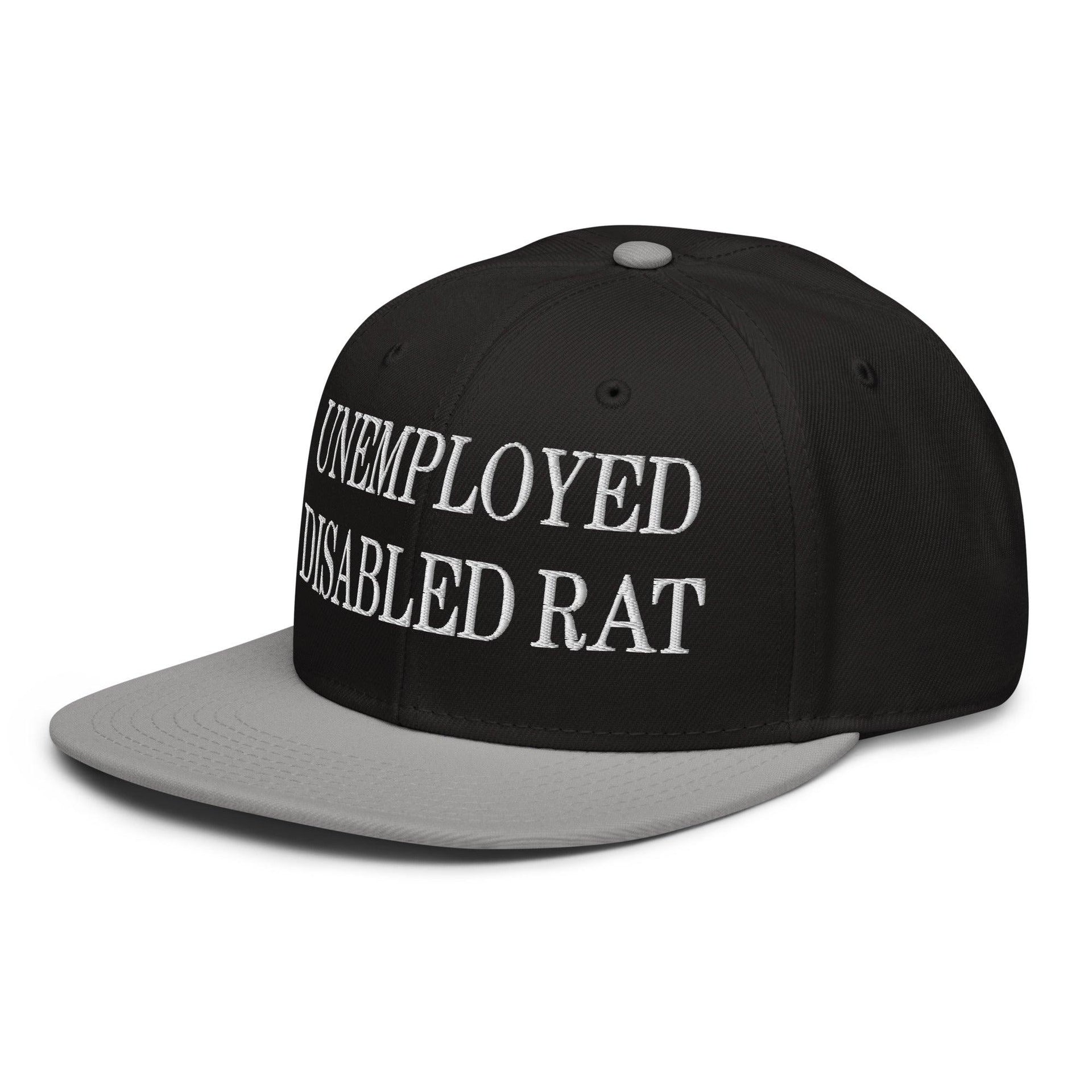 Unemployed Disabled Rat Embroidered Flat Brim Bill Snapback Hat Capital Crowns Funny Snapback Hats