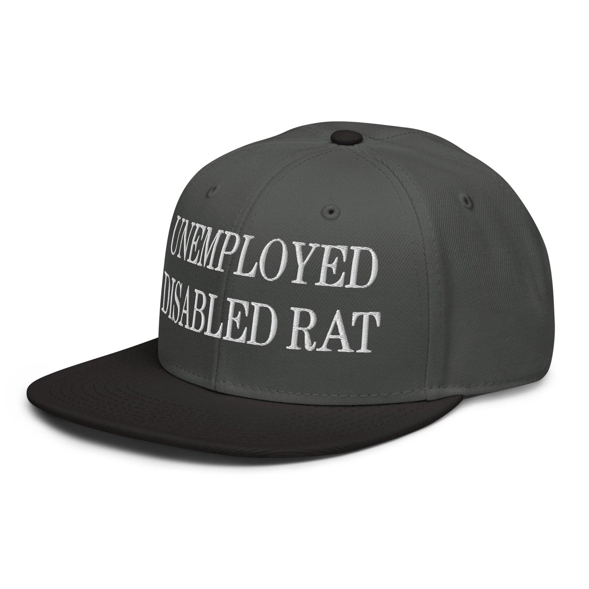 Unemployed Disabled Rat Embroidered Flat Brim Bill Snapback Hat Capital Crowns Funny Snapback Hats