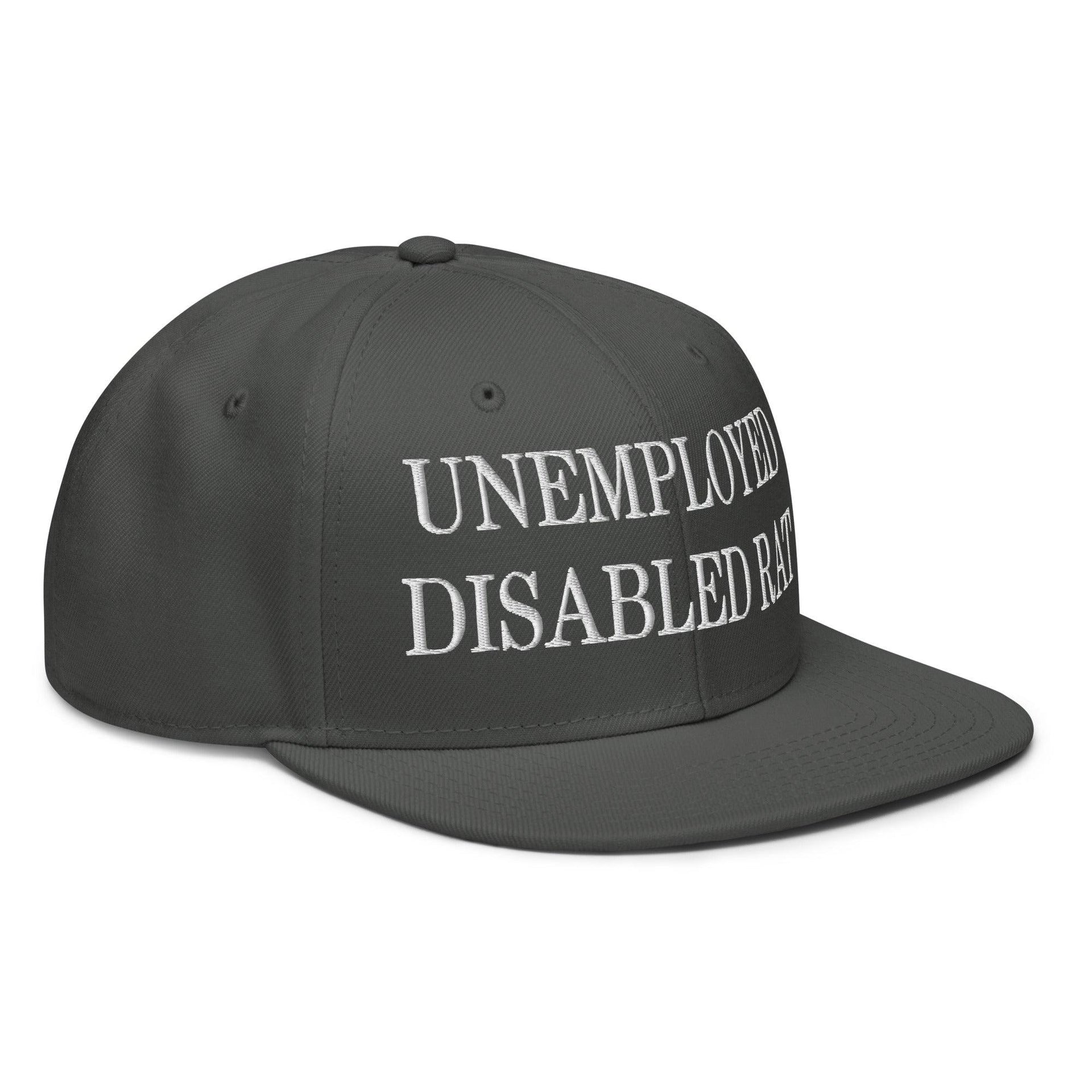 Unemployed Disabled Rat Embroidered Flat Brim Bill Snapback Hat Capital Crowns Funny Snapback Hats