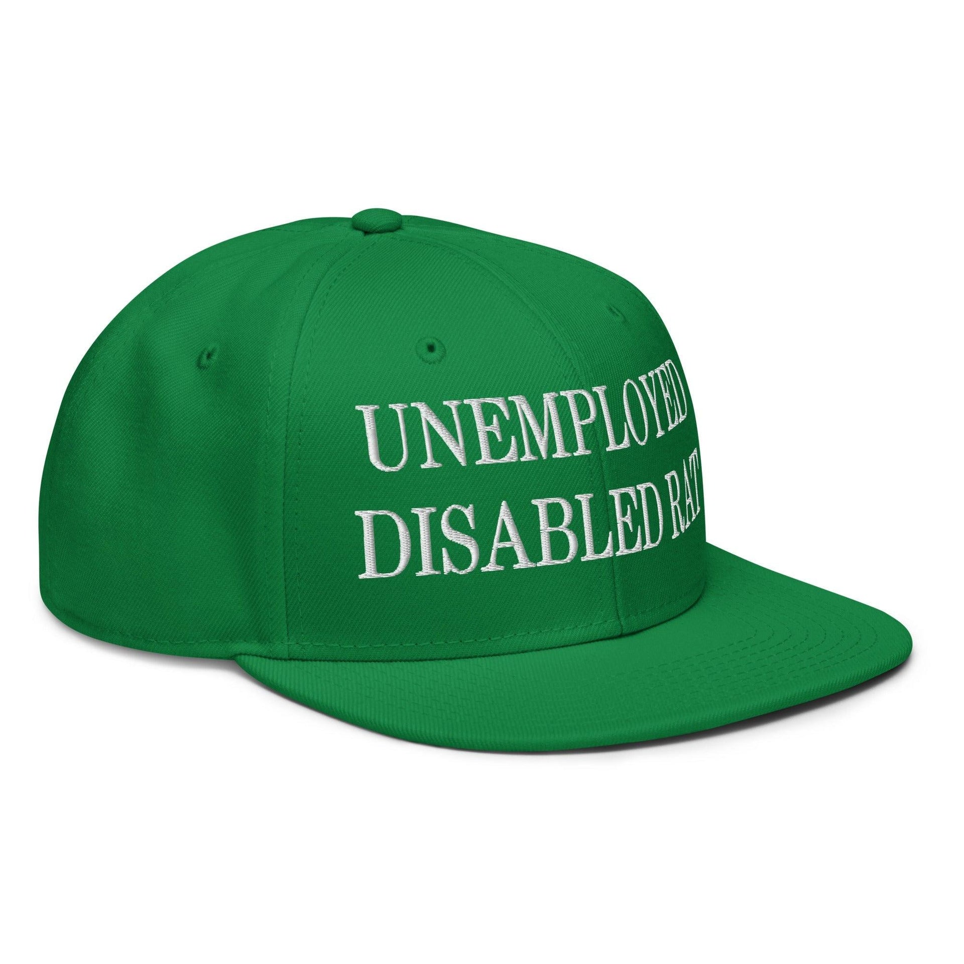 Unemployed Disabled Rat Embroidered Flat Brim Bill Snapback Hat Capital Crowns Funny Snapback Hats