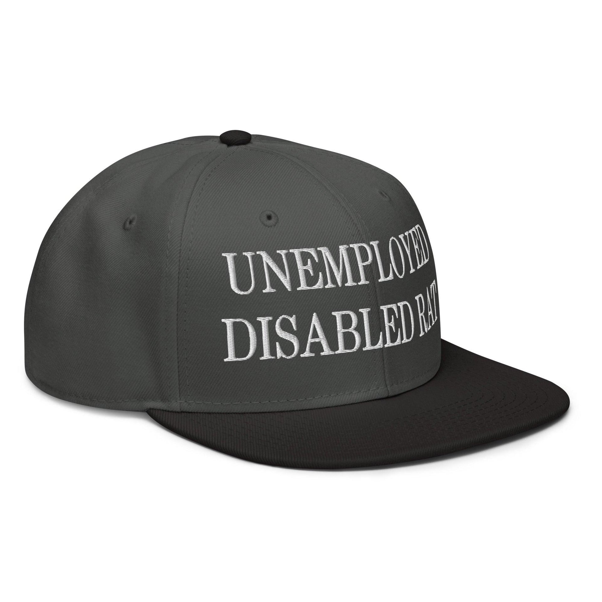 Unemployed Disabled Rat Embroidered Flat Brim Bill Snapback Hat Capital Crowns Funny Snapback Hats