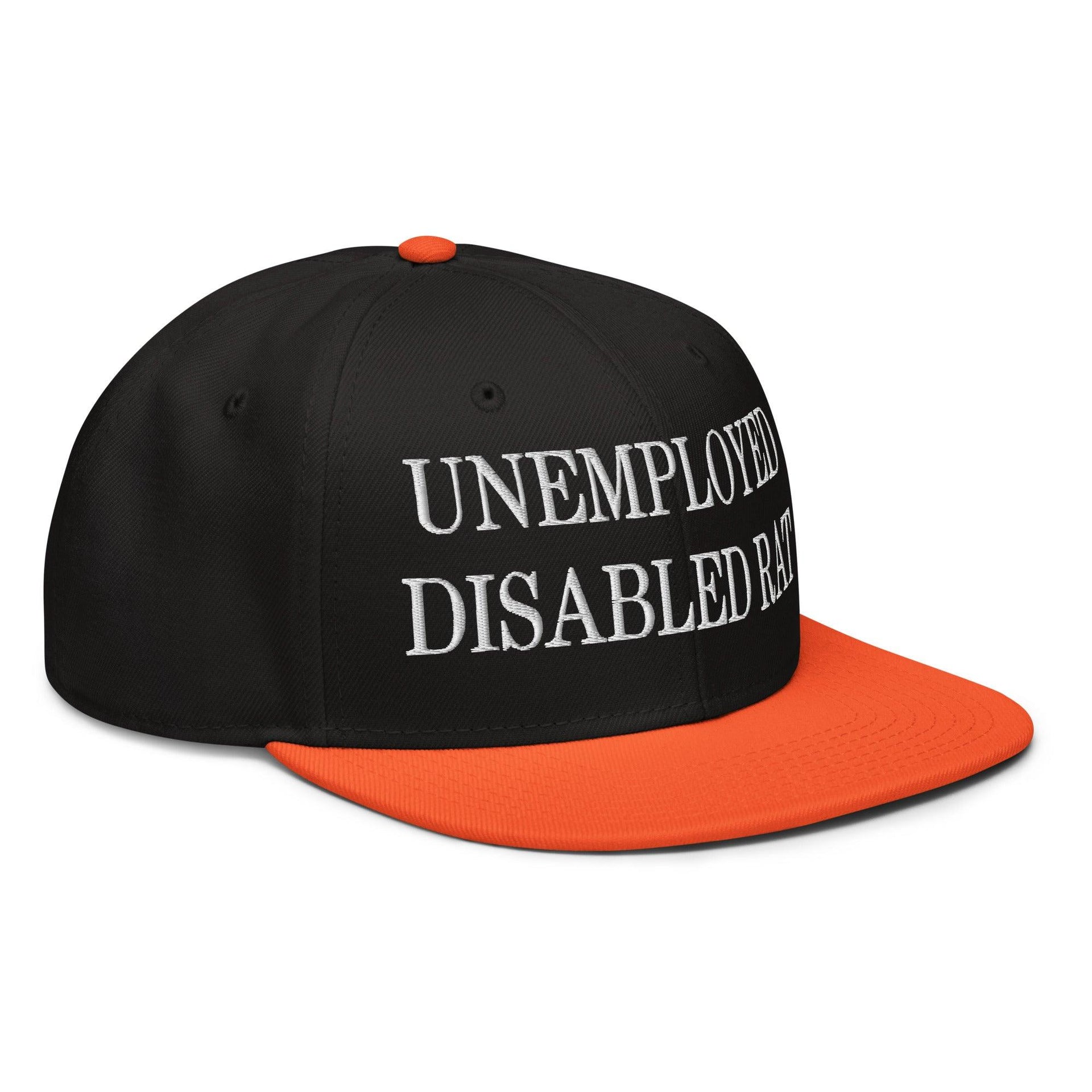 Unemployed Disabled Rat Embroidered Flat Brim Bill Snapback Hat Capital Crowns Funny Snapback Hats