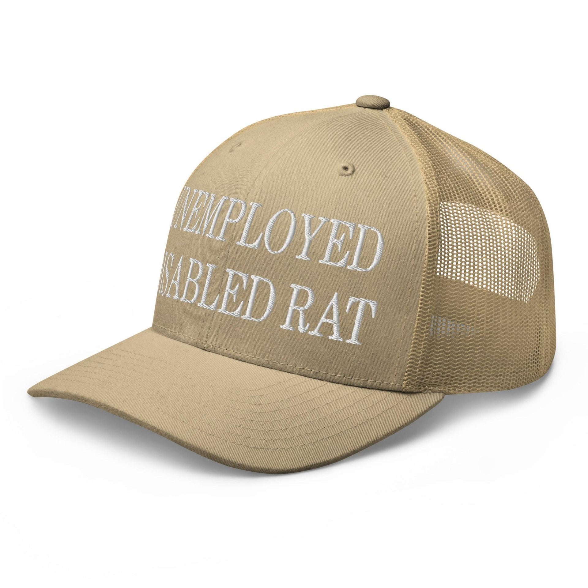 Unemployed Disabled Rat Embroidered Mesh Trucker Hat Capital Crowns Funny Trucker Hats