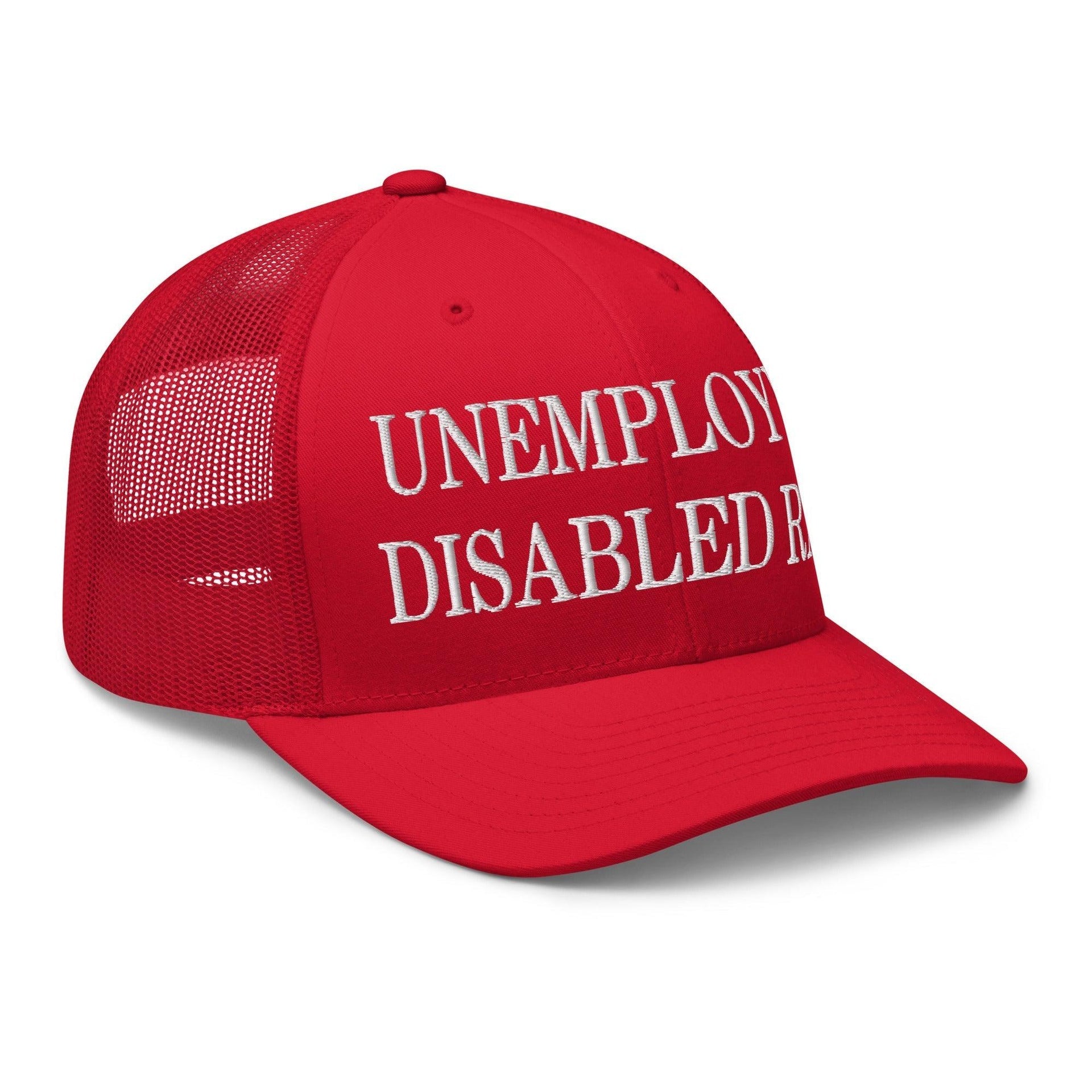 Unemployed Disabled Rat Embroidered Mesh Trucker Hat Capital Crowns Funny Trucker Hats