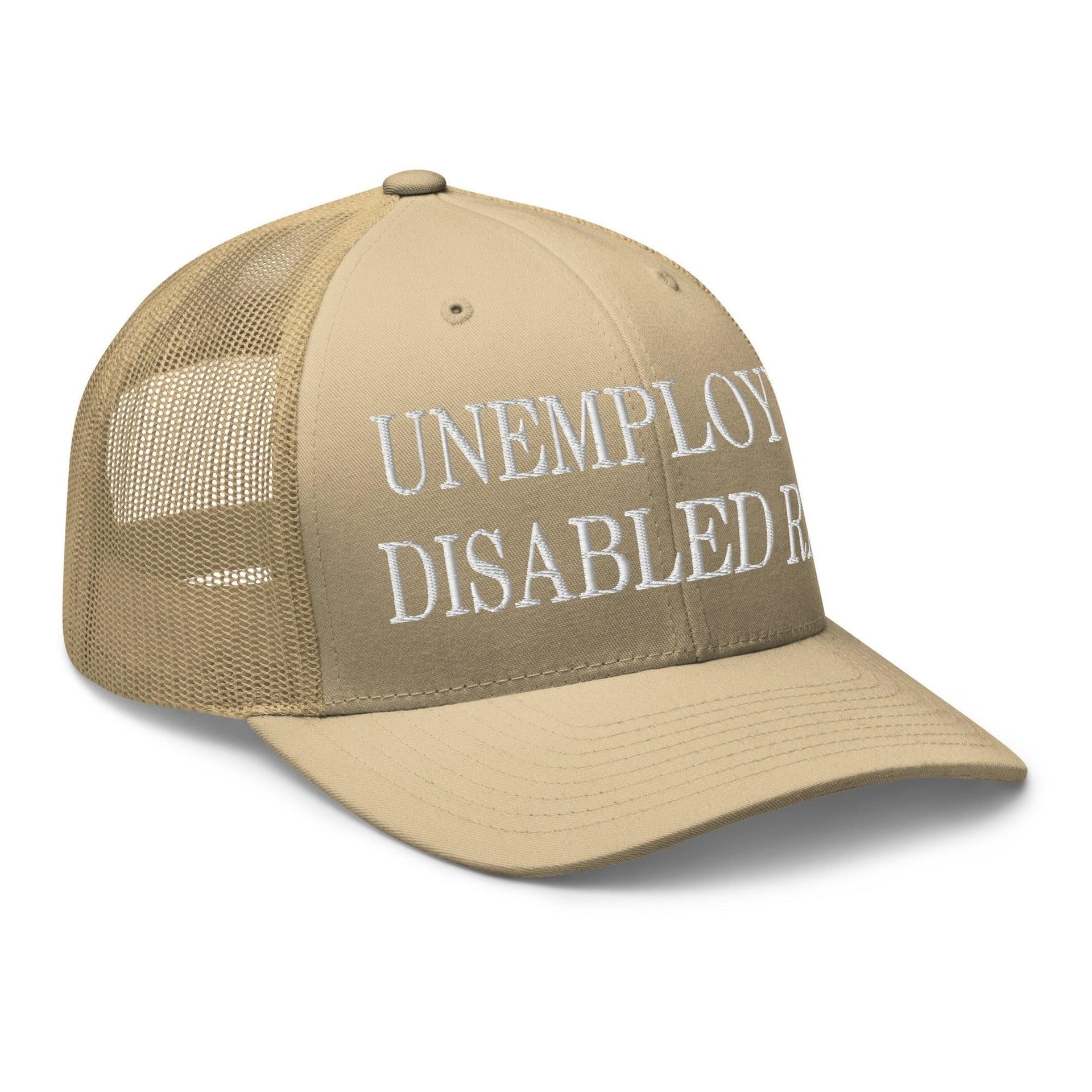 Unemployed Disabled Rat Embroidered Mesh Trucker Hat Capital Crowns Funny Trucker Hats