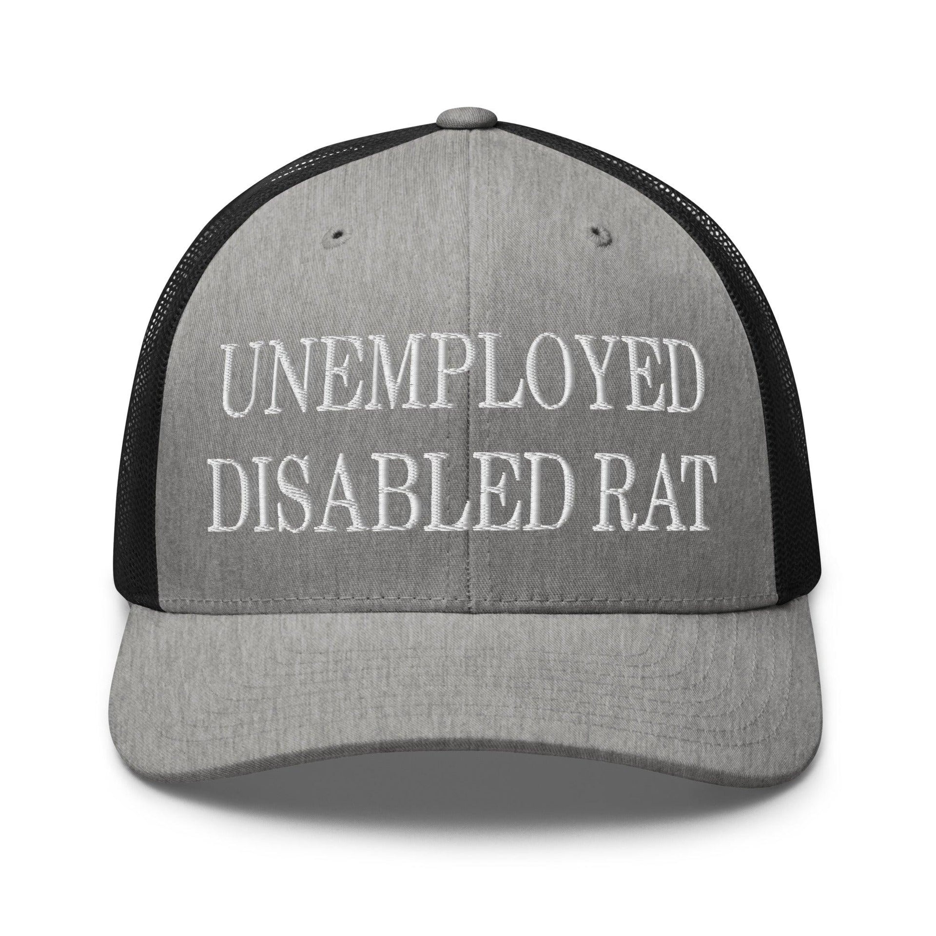 Unemployed Disabled Rat Embroidered Mesh Trucker Hat Heather Black Capital Crowns Funny Trucker Hats