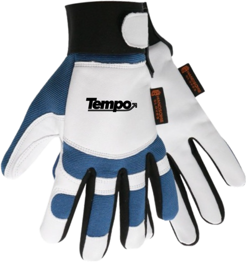 Unlined Goatskin Mechanical Gloves - 702T Blue White Handsome Gloves Safety Gloves