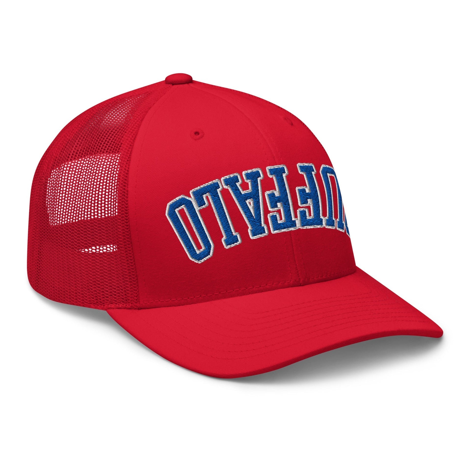 Upside Down Buffalo Football Embroidered Retro Mesh Trucker Hat Buffalo Capital Crowns NY Trucker Hats