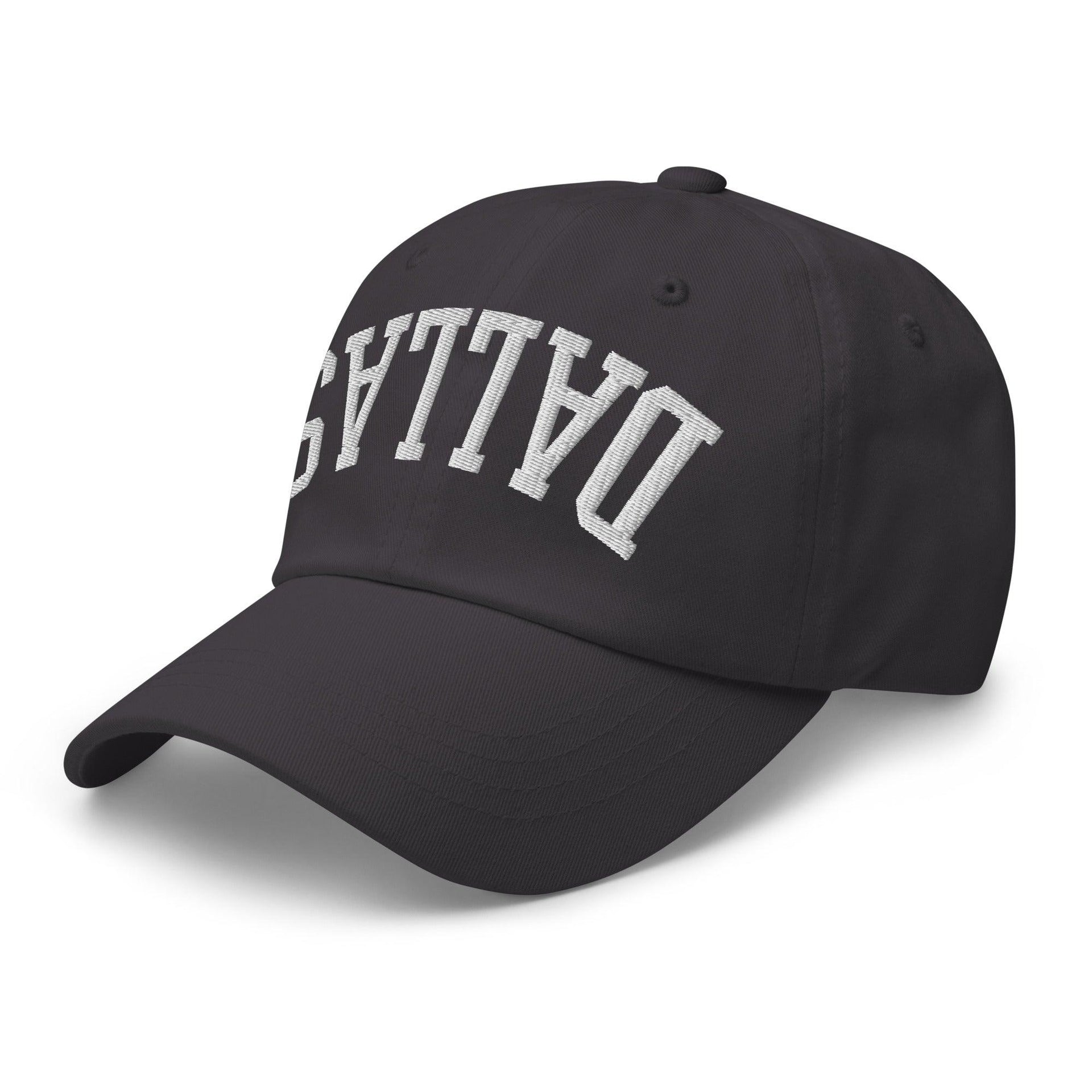Upside Down Dallas Varsity Letterman Embroidered Dad Hat Capital Crowns Dad Hats Dallas TX